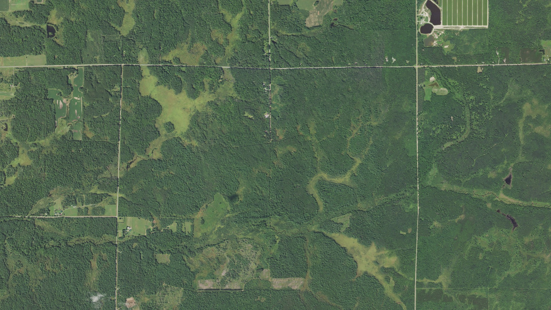 Aerial view of land around Washburn, Wisconsin