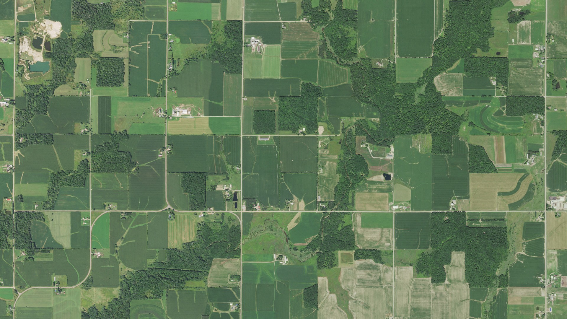 Aerial view of land around York, Wisconsin