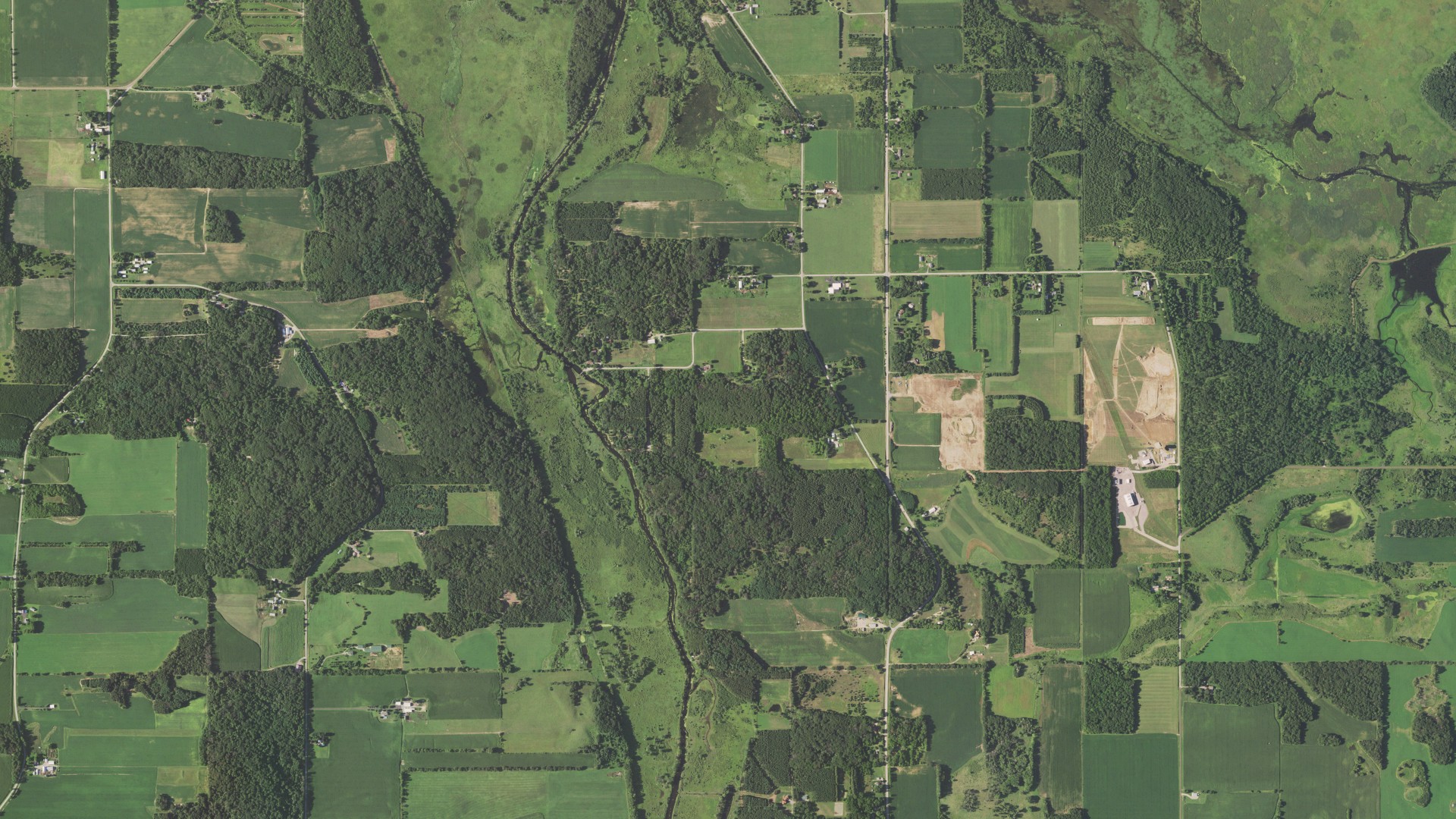 Aerial view of land around Fort Winnebago, Wisconsin