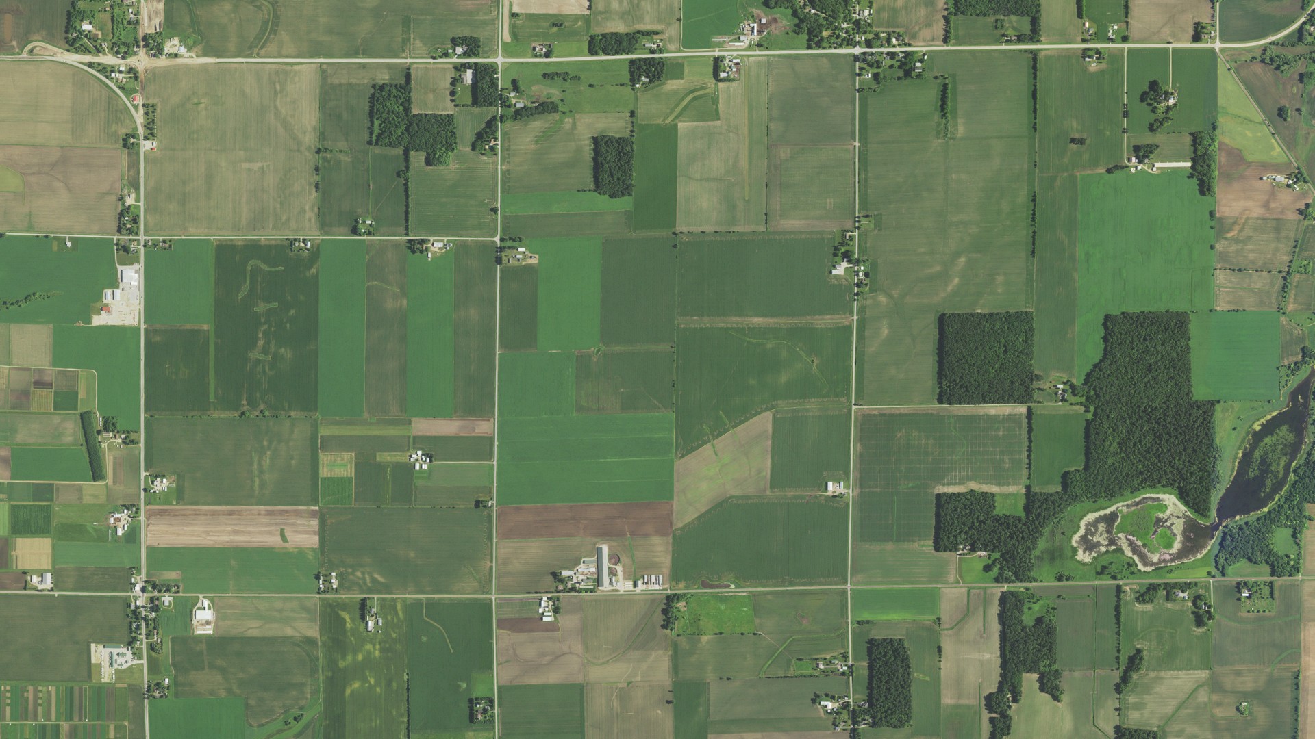 Aerial view of land around Leeds, Wisconsin