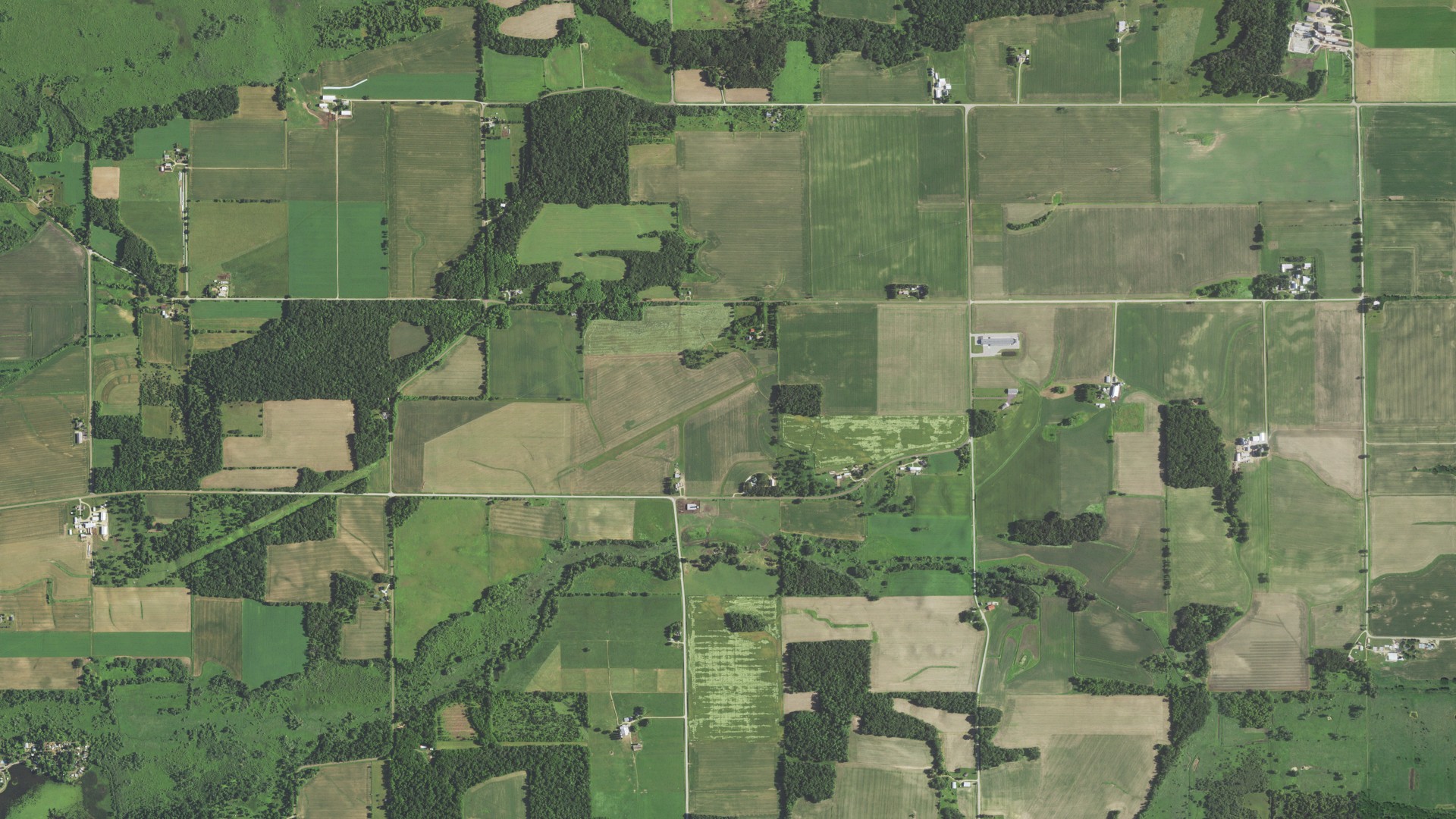 Aerial view of land around Springvale, Wisconsin