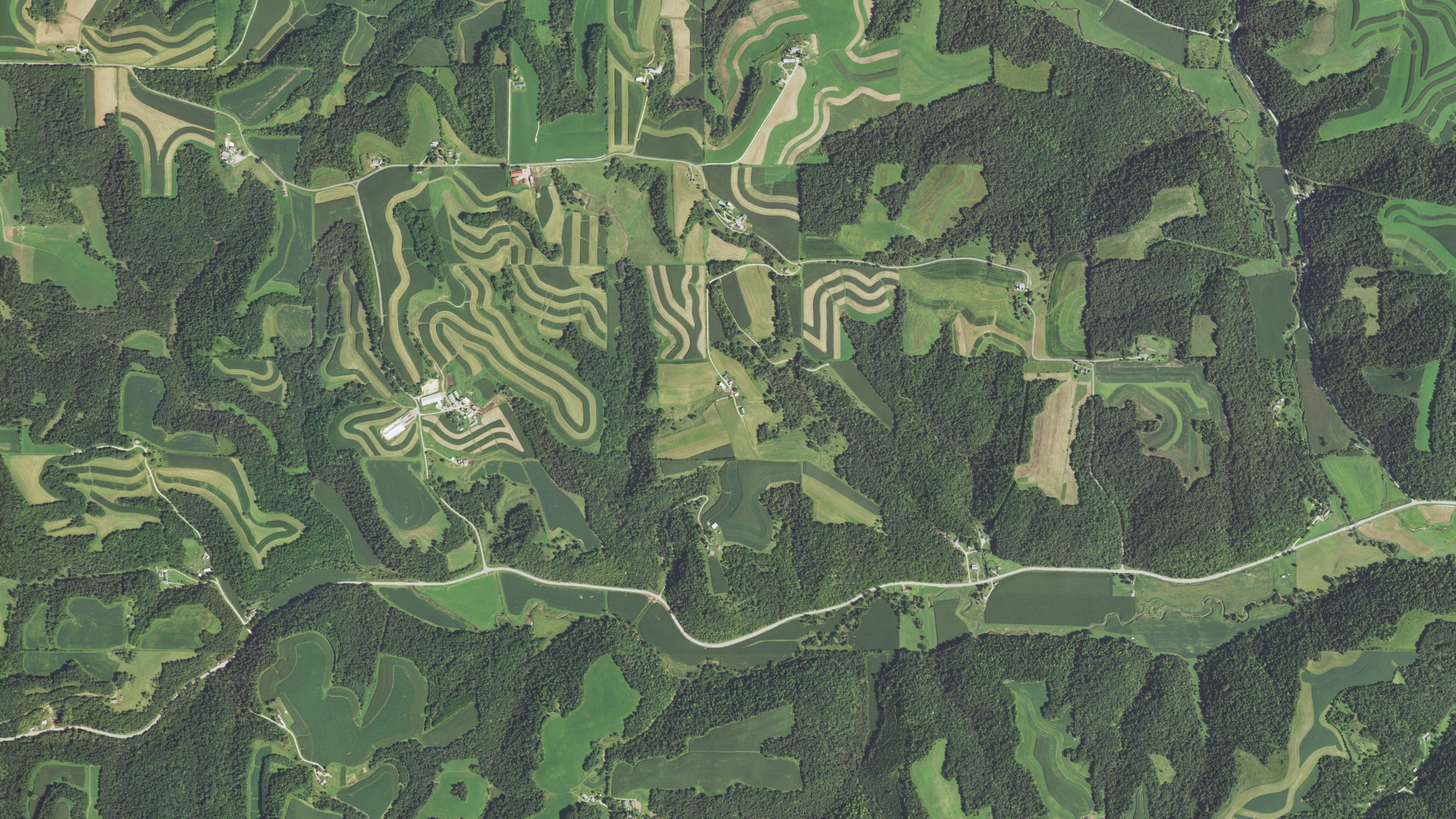 Aerial view of land around Eastman, Wisconsin