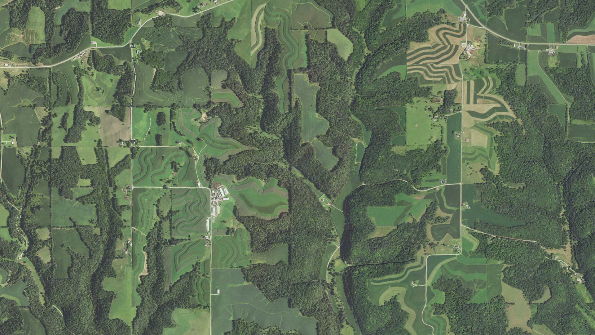 Aerial view of land around Marietta, Wisconsin