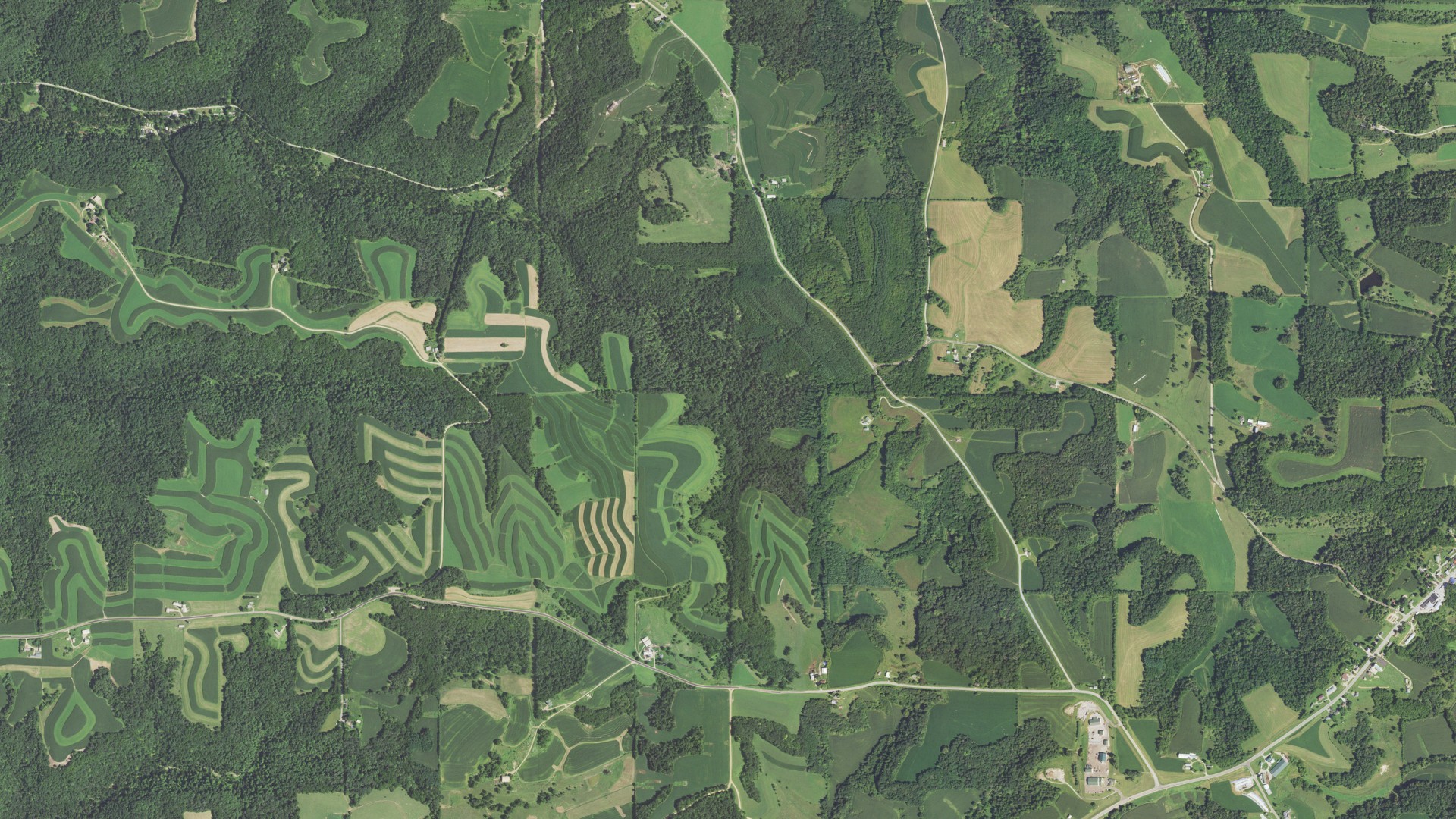 Natural-color aerial photograph of land around Seneca, Wisconsin