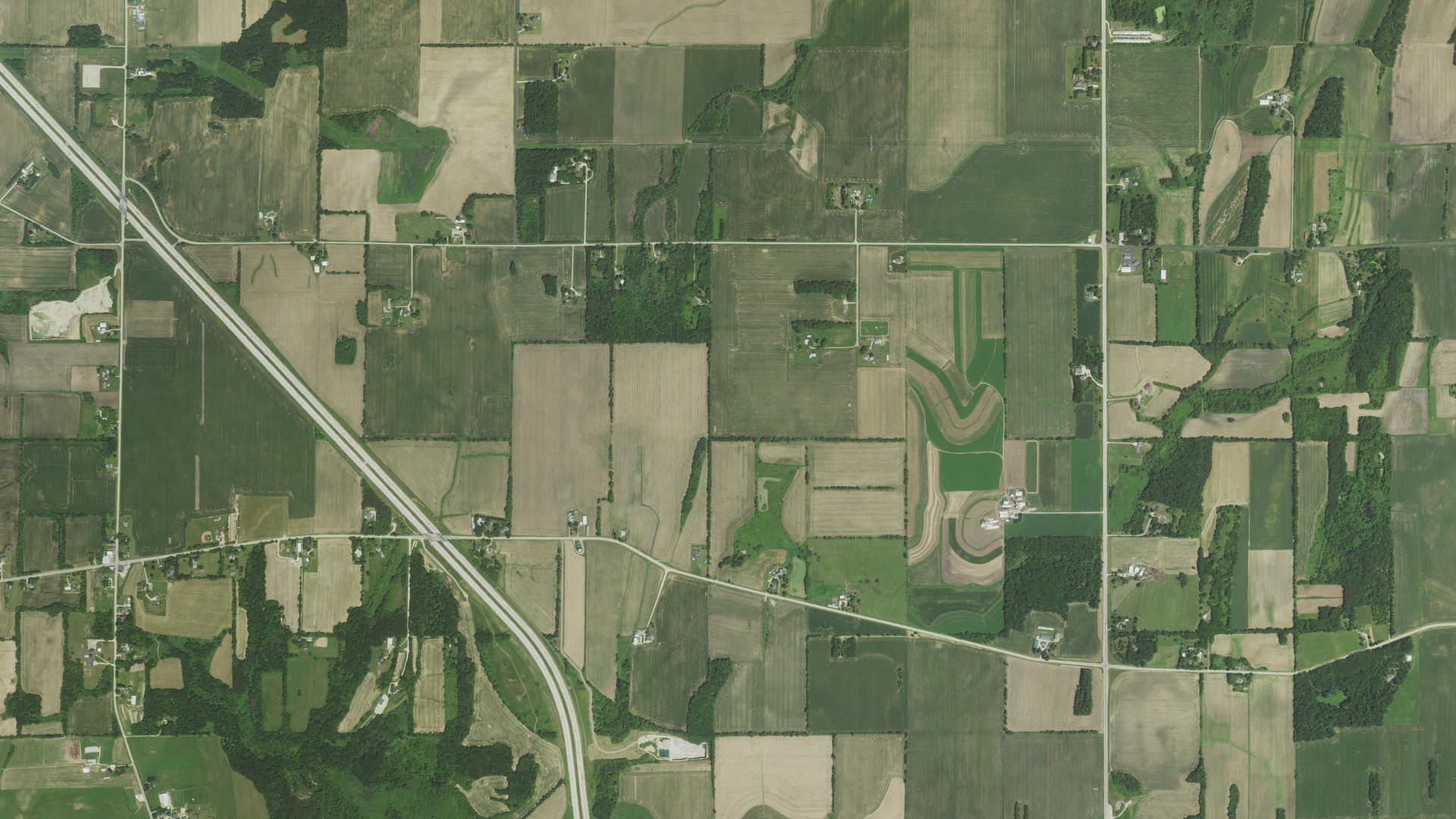 Aerial view of land around Christiana, Wisconsin
