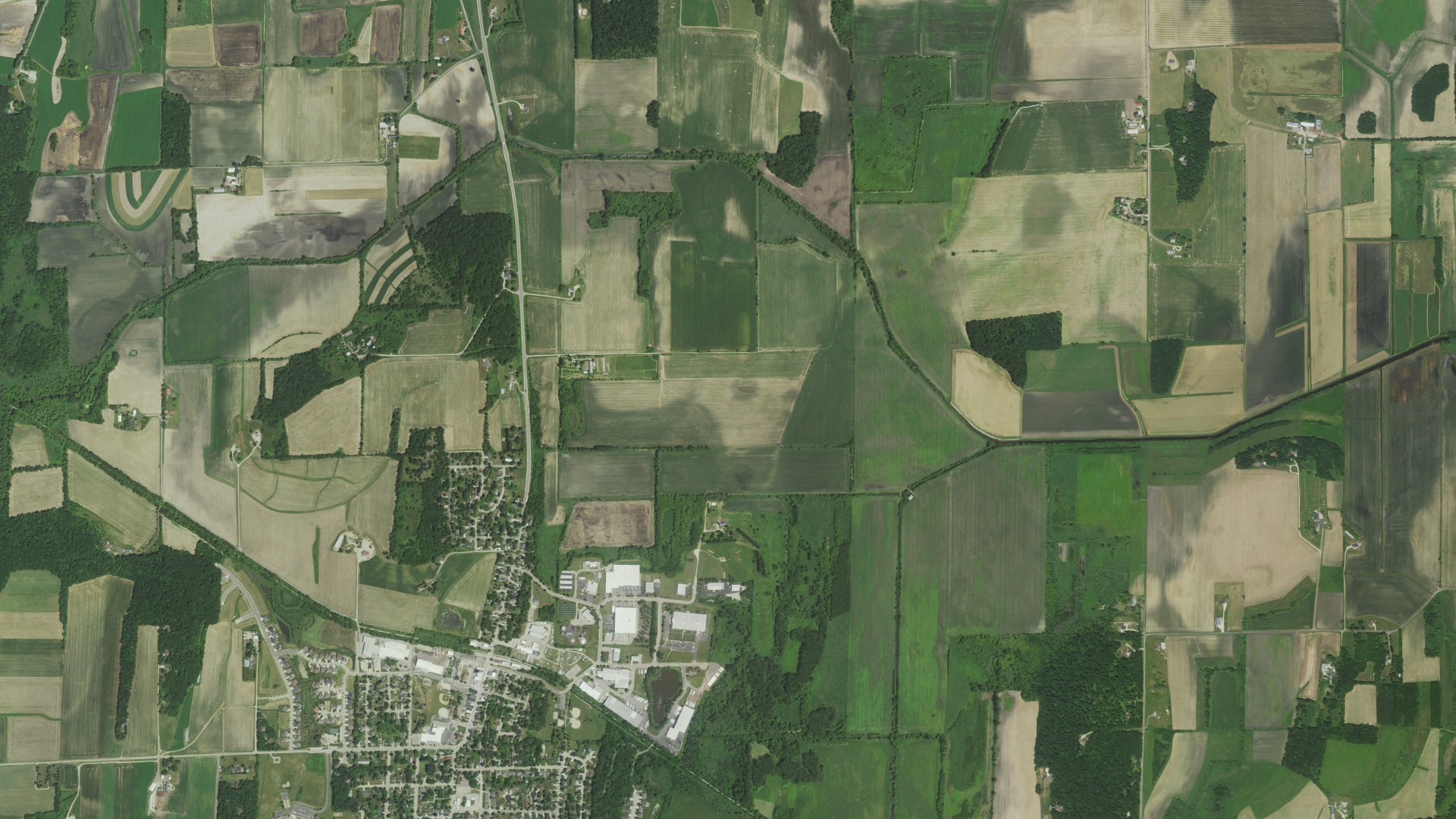 Aerial view of land around Deerfield, Wisconsin