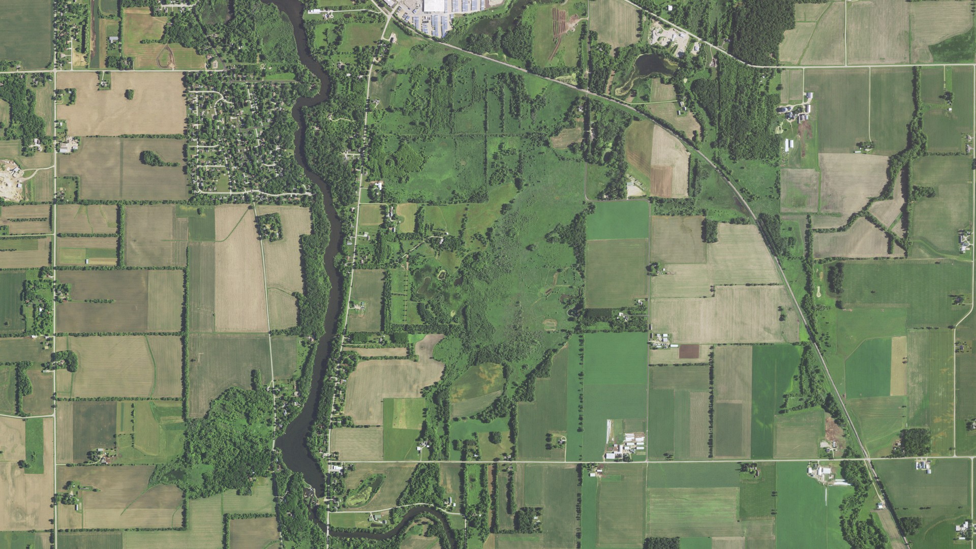 Aerial view of land around Dunkirk, Wisconsin