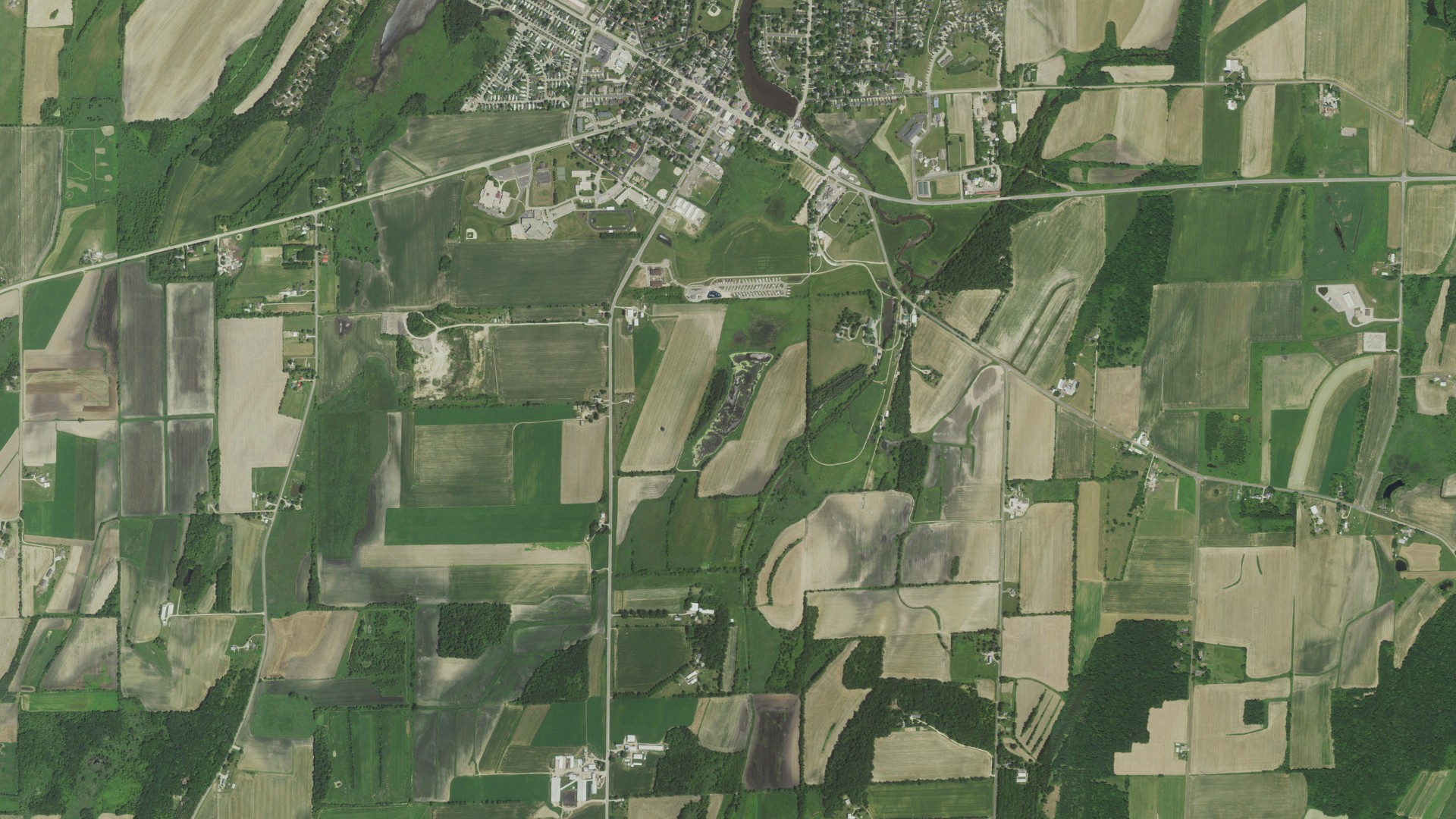Aerial view of land around Medina, Wisconsin