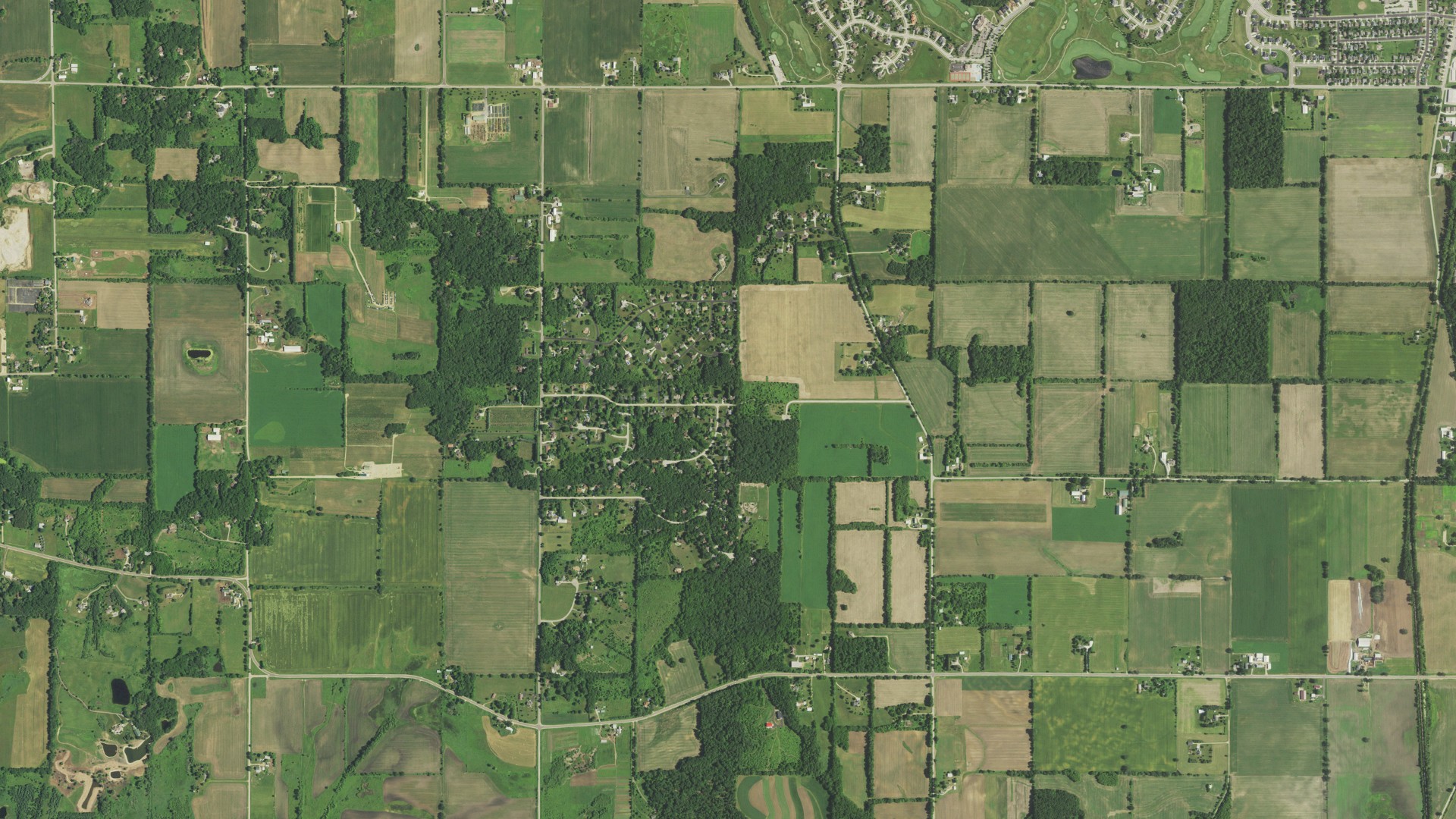 Aerial view of land around Oregon, Wisconsin