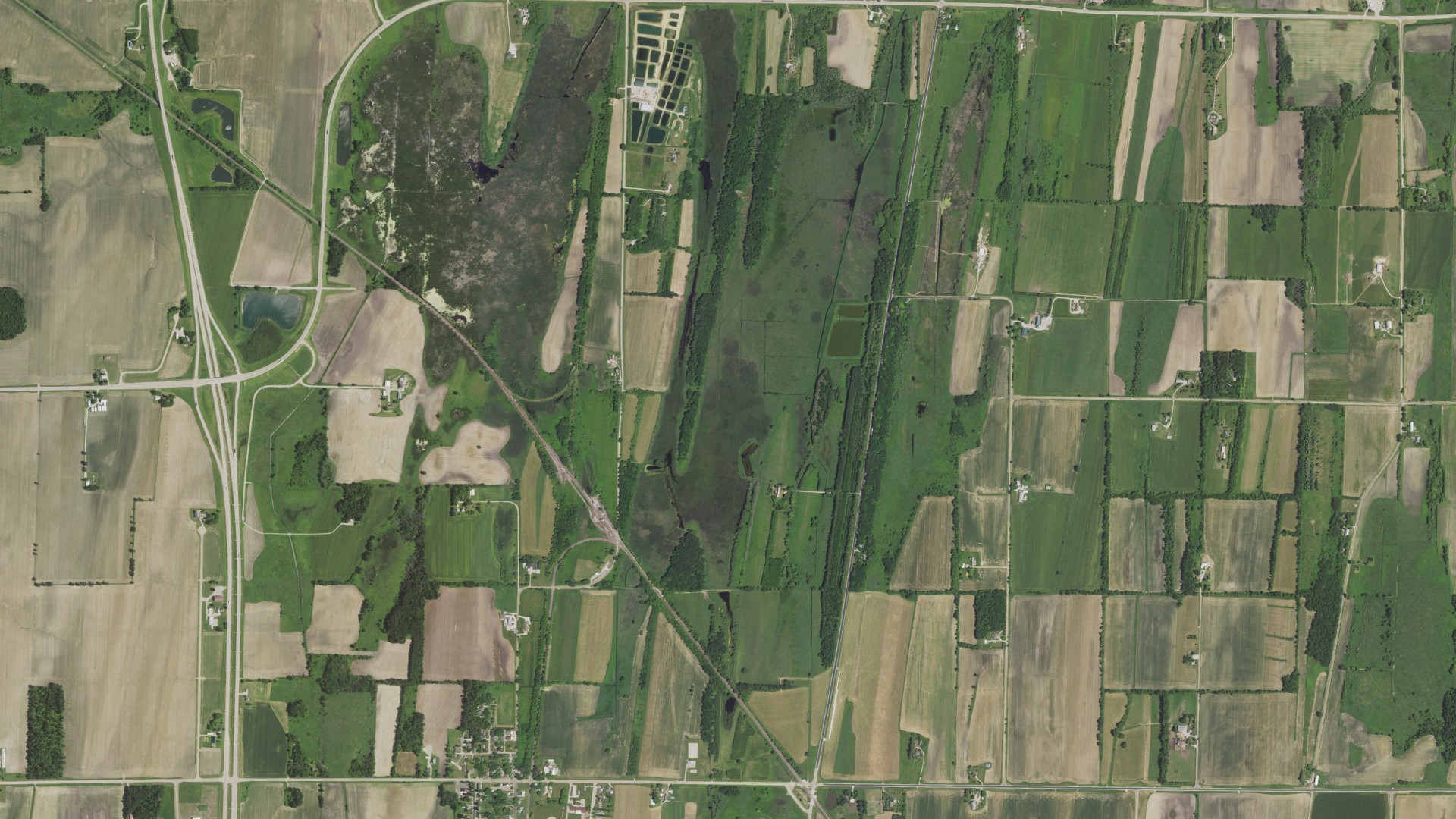 Aerial view of land around Clyman, Wisconsin
