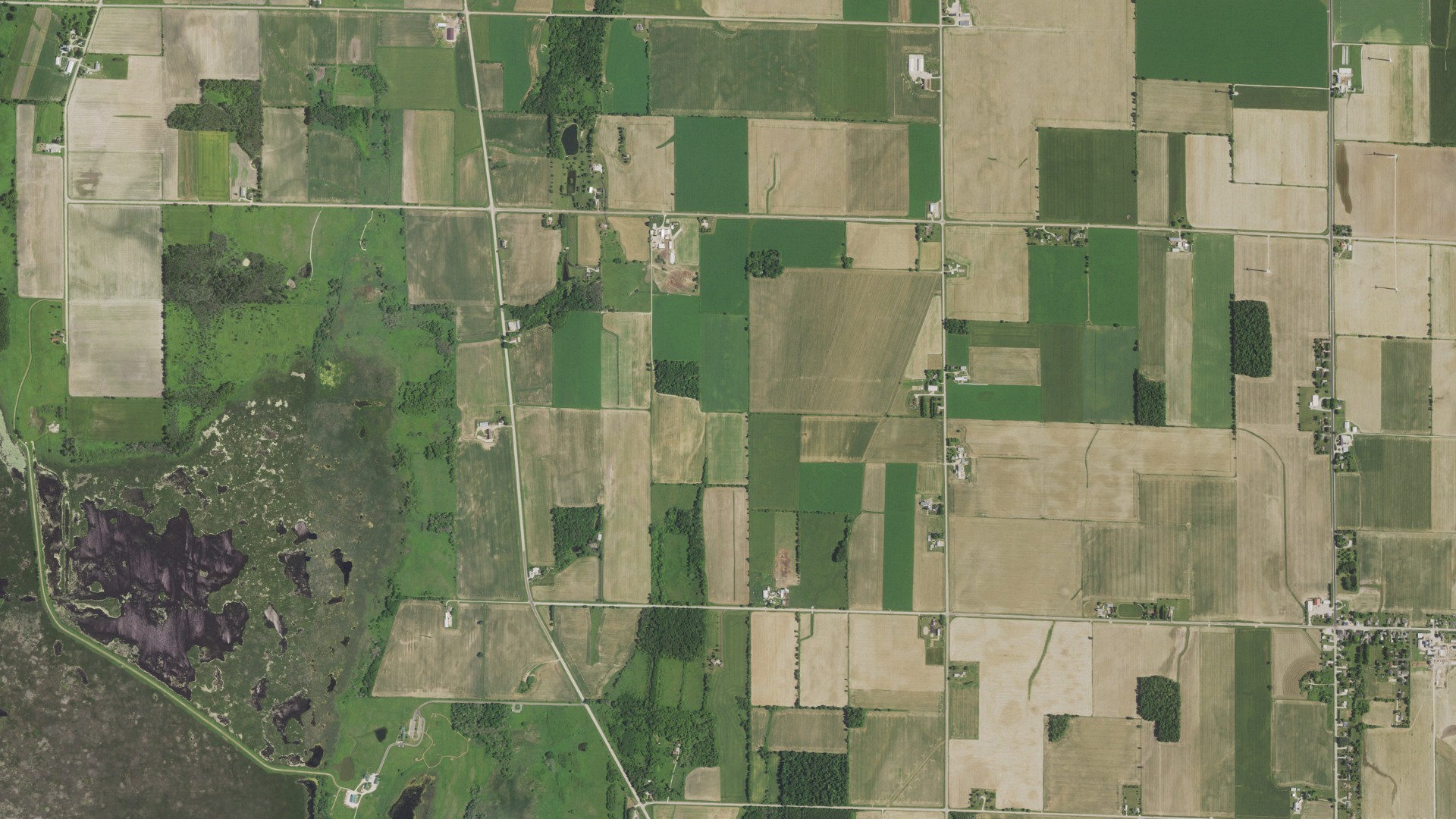 Aerial view of land around Leroy, Wisconsin