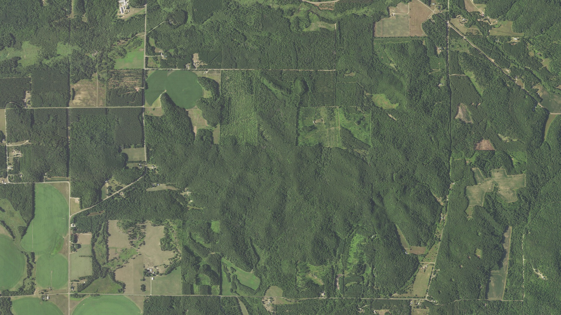 Aerial view of land around Otter Creek, Wisconsin