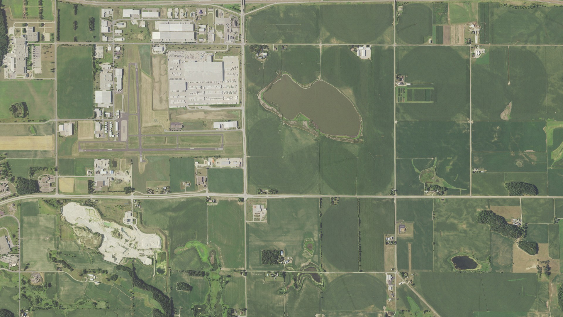 Aerial view of land around Red Cedar, Wisconsin
