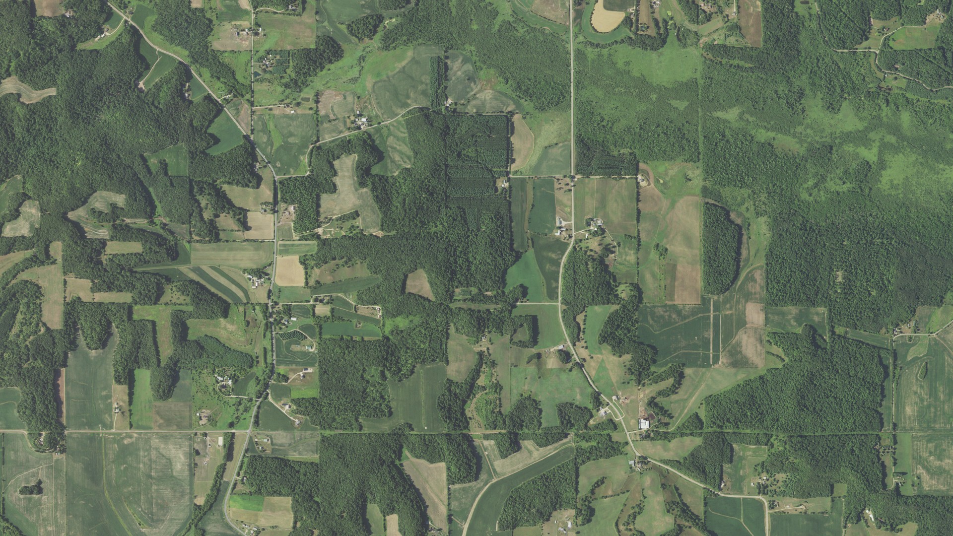 Aerial view of land around Sherman, Wisconsin
