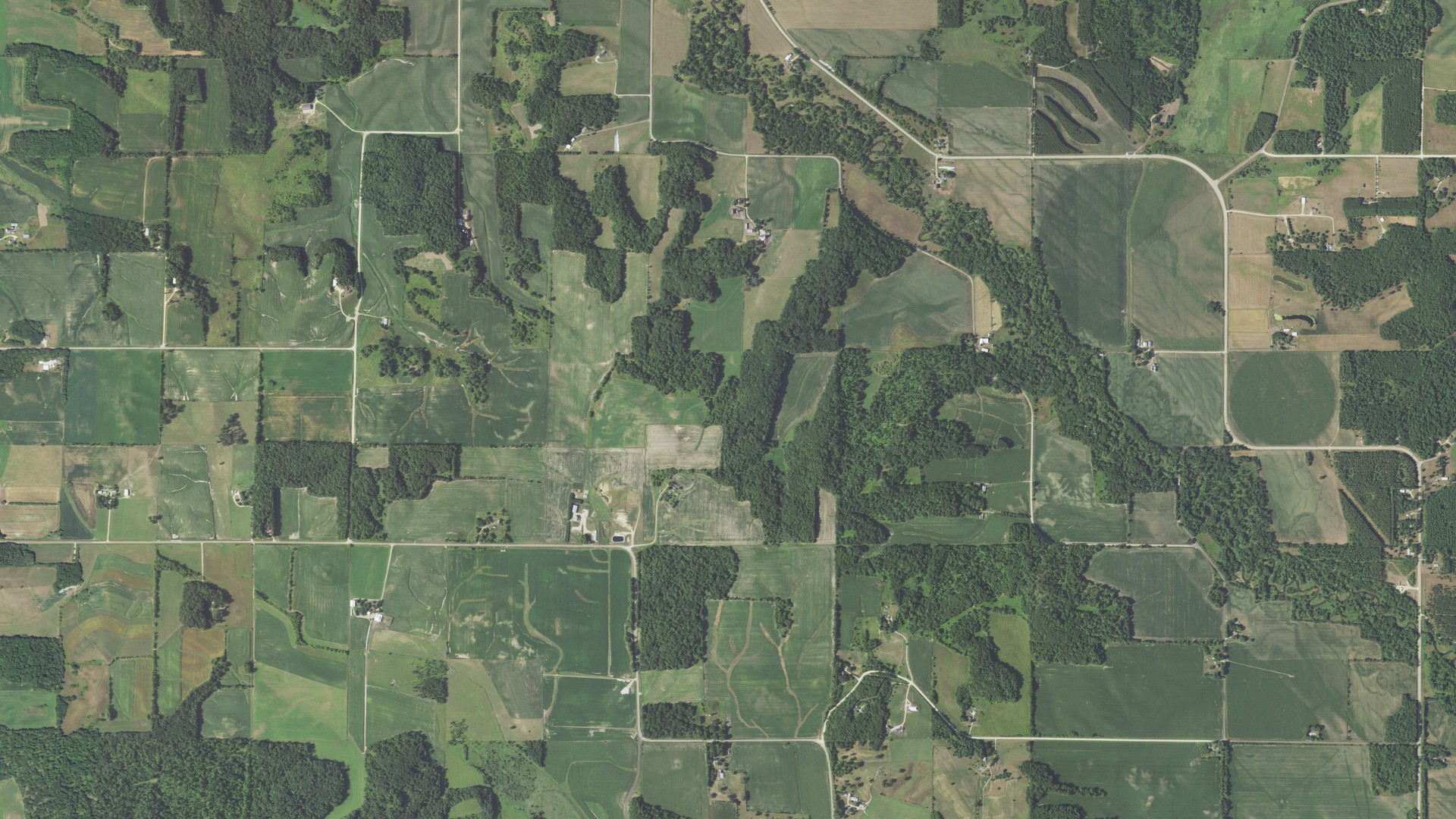 Aerial view of land around Tiffany, Wisconsin