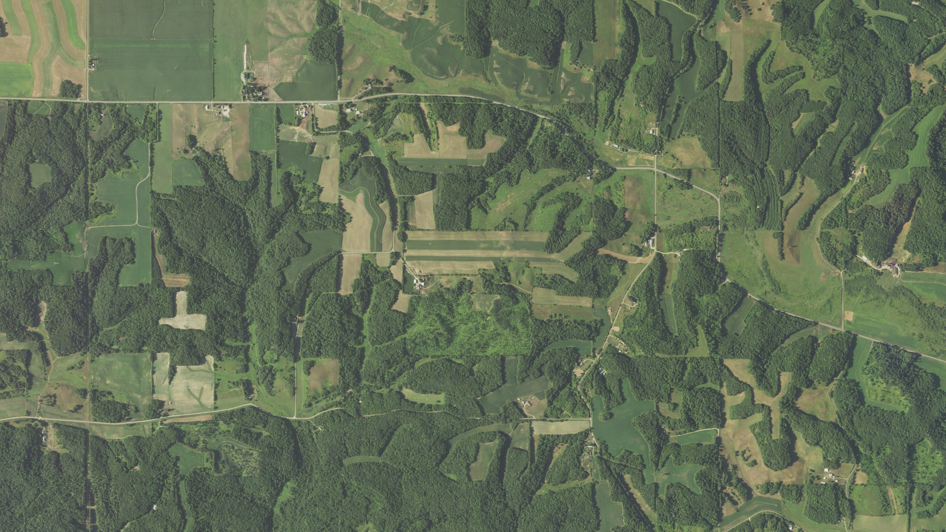 Aerial view of land around Wilson, Wisconsin