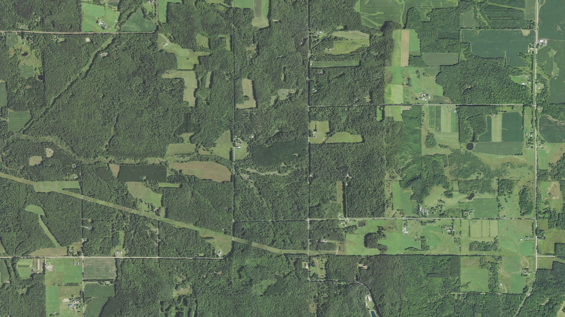 Aerial view of land around Ludington, Wisconsin