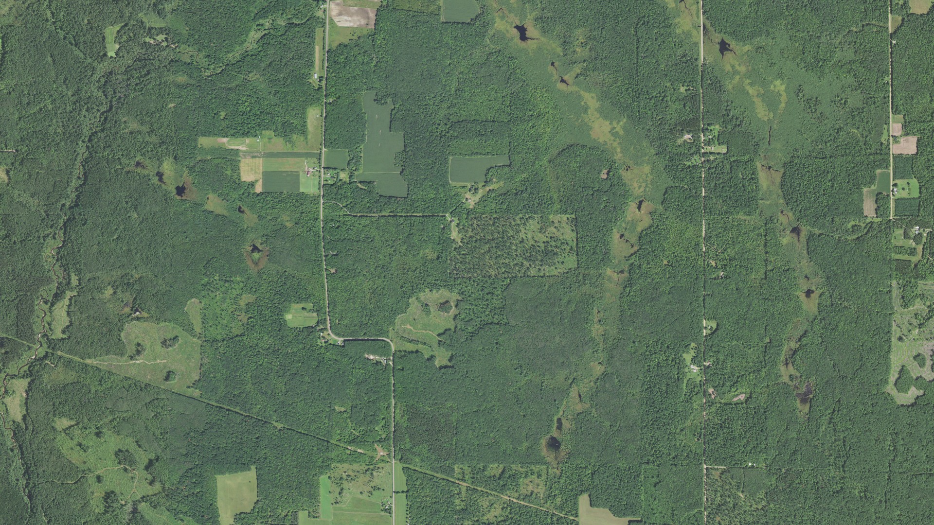 Aerial view of land around Wilson, Wisconsin