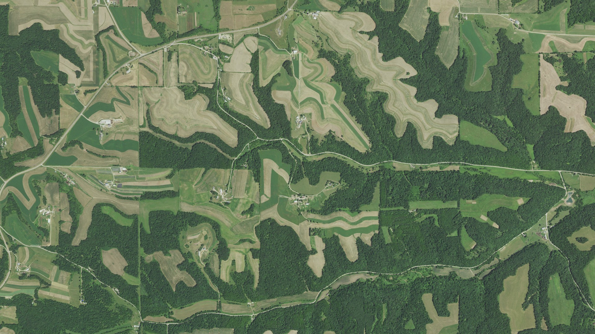 Aerial view of land around Hickory Grove, Wisconsin
