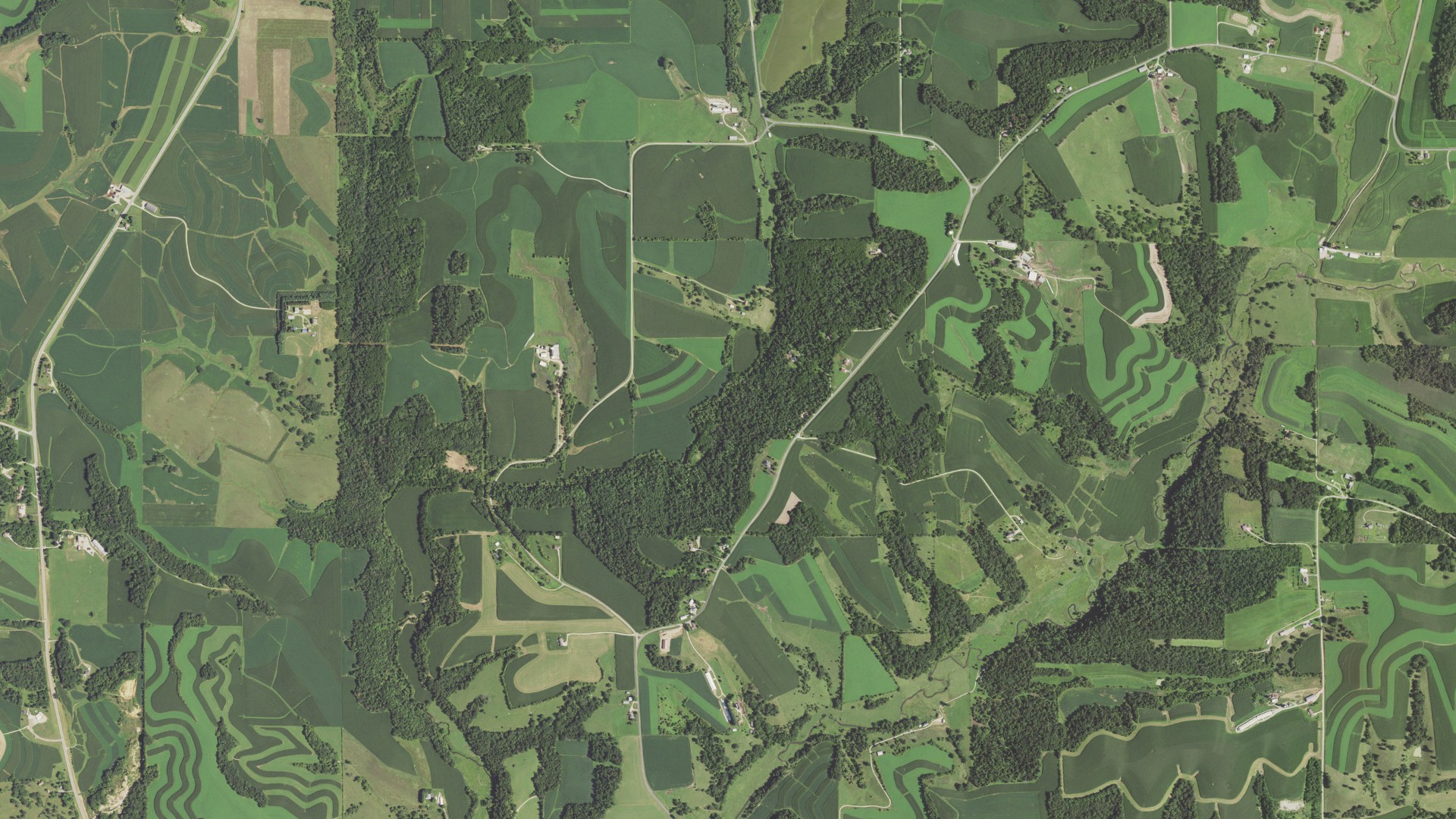Natural-color aerial photograph of land around North Lancaster, Wisconsin