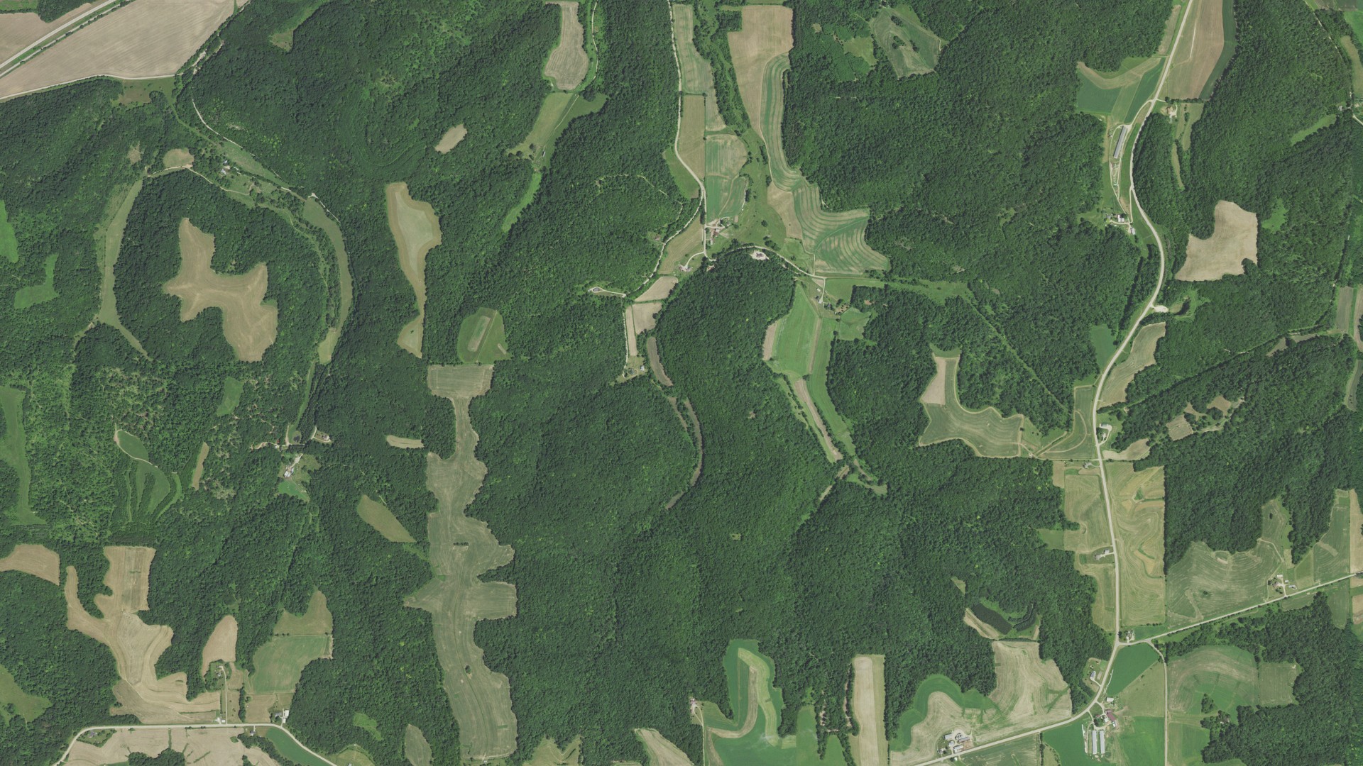 Aerial view of land around Watterstown, Wisconsin