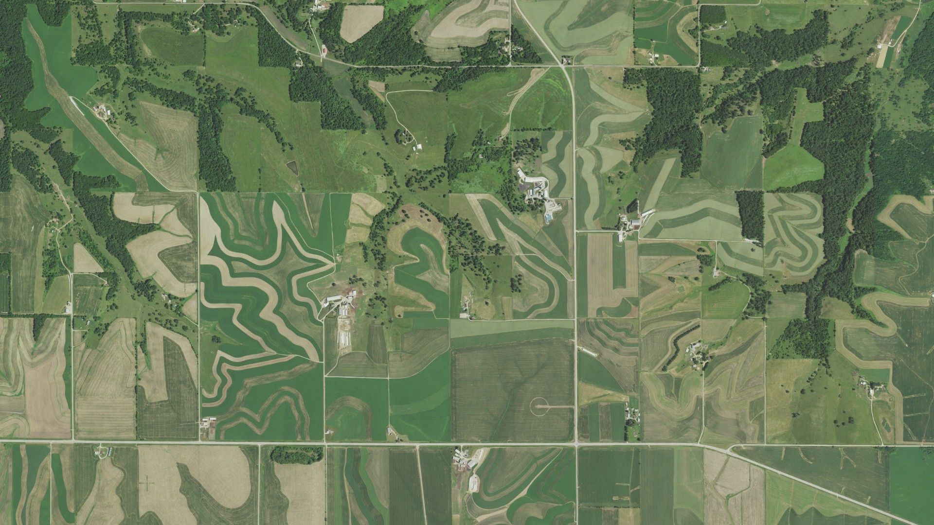 Natural-color aerial photograph of land around Wingville, Wisconsin