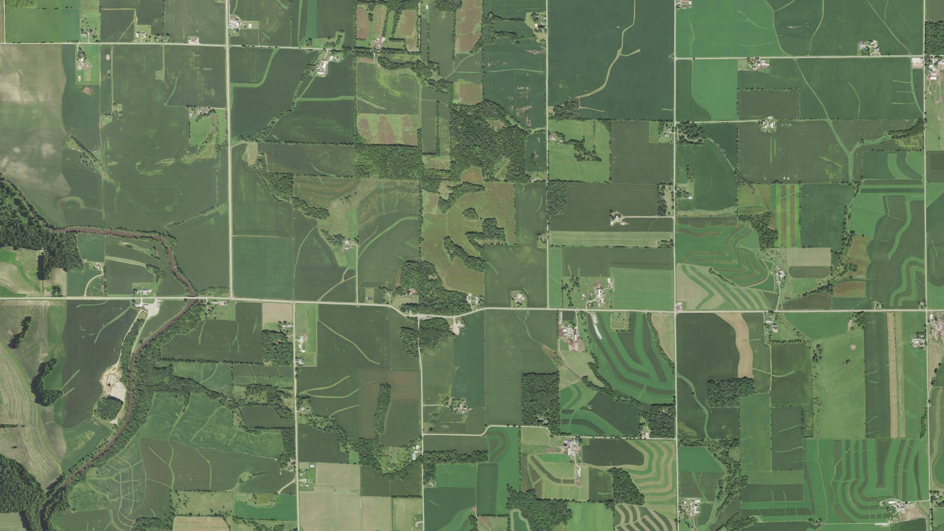 Aerial view of land around Cadiz, Wisconsin