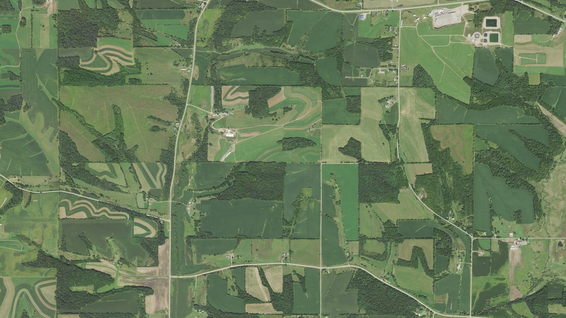 Aerial view of land around Jordan, Wisconsin