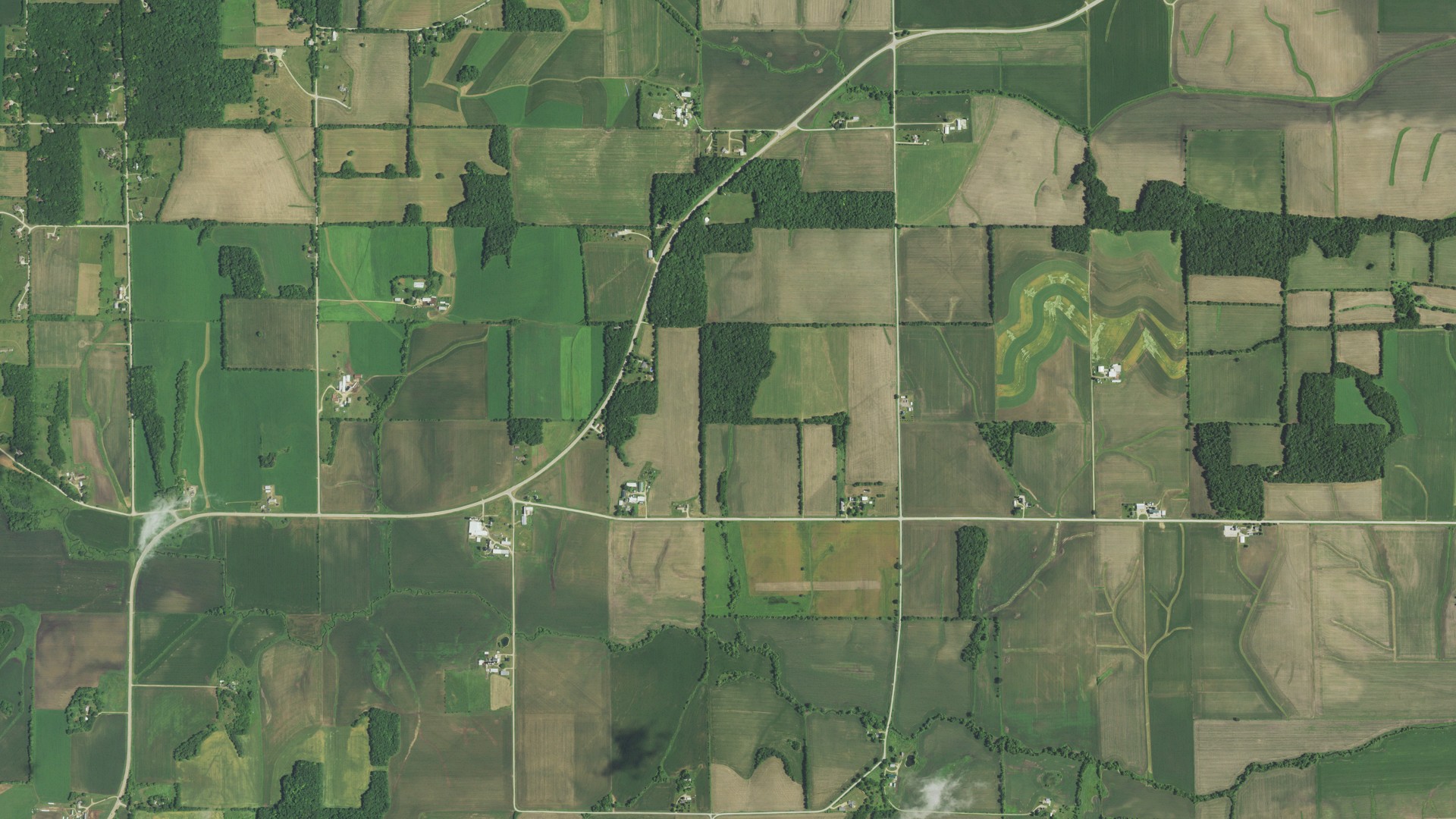 Aerial view of land around Sylvester, Wisconsin