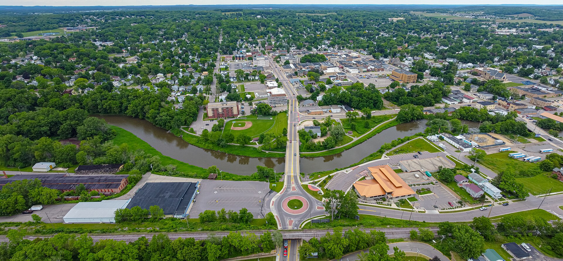 Downtown streets in Baraboo, Wisconsin