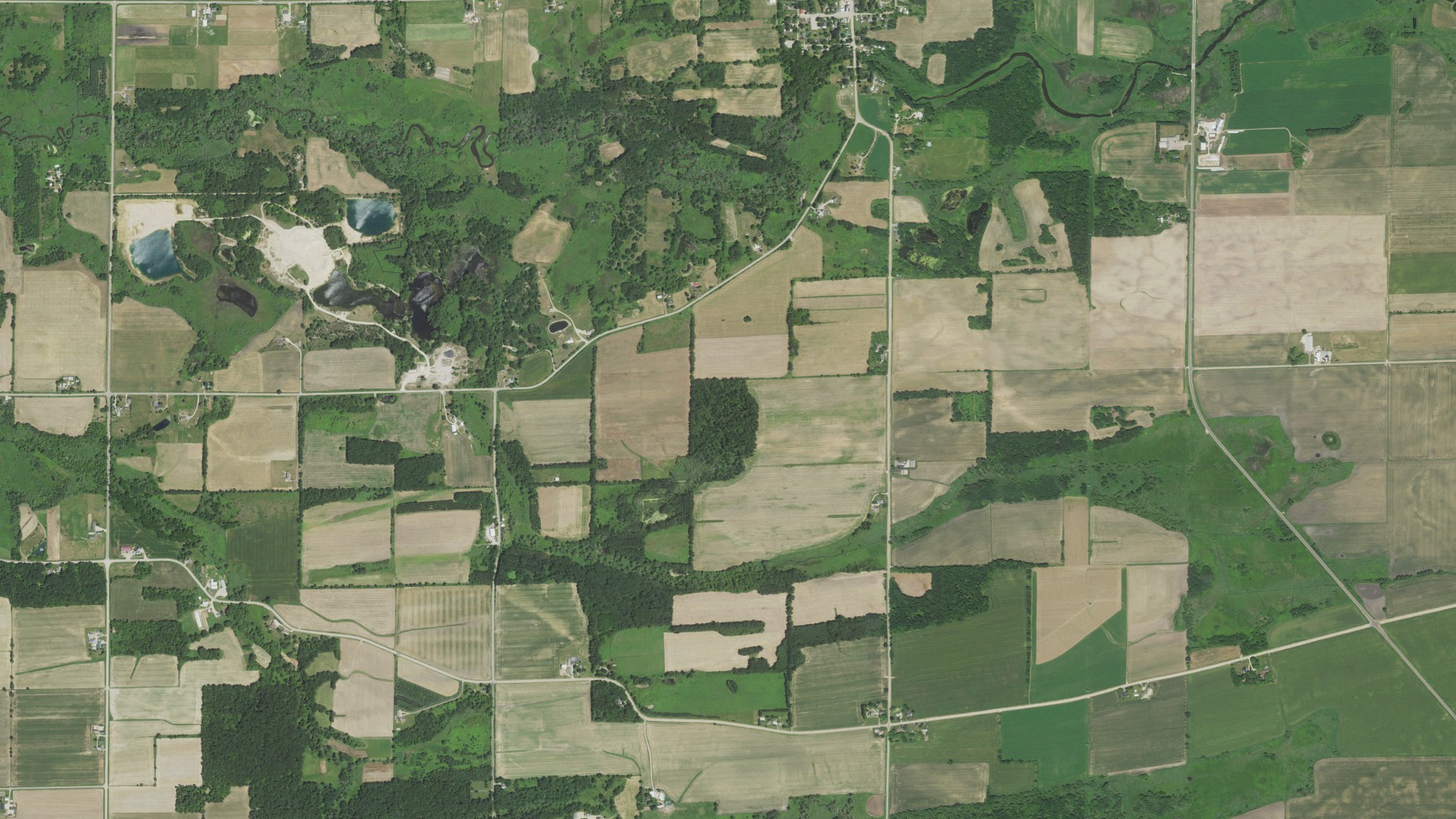 Aerial view of land around Manchester, Wisconsin