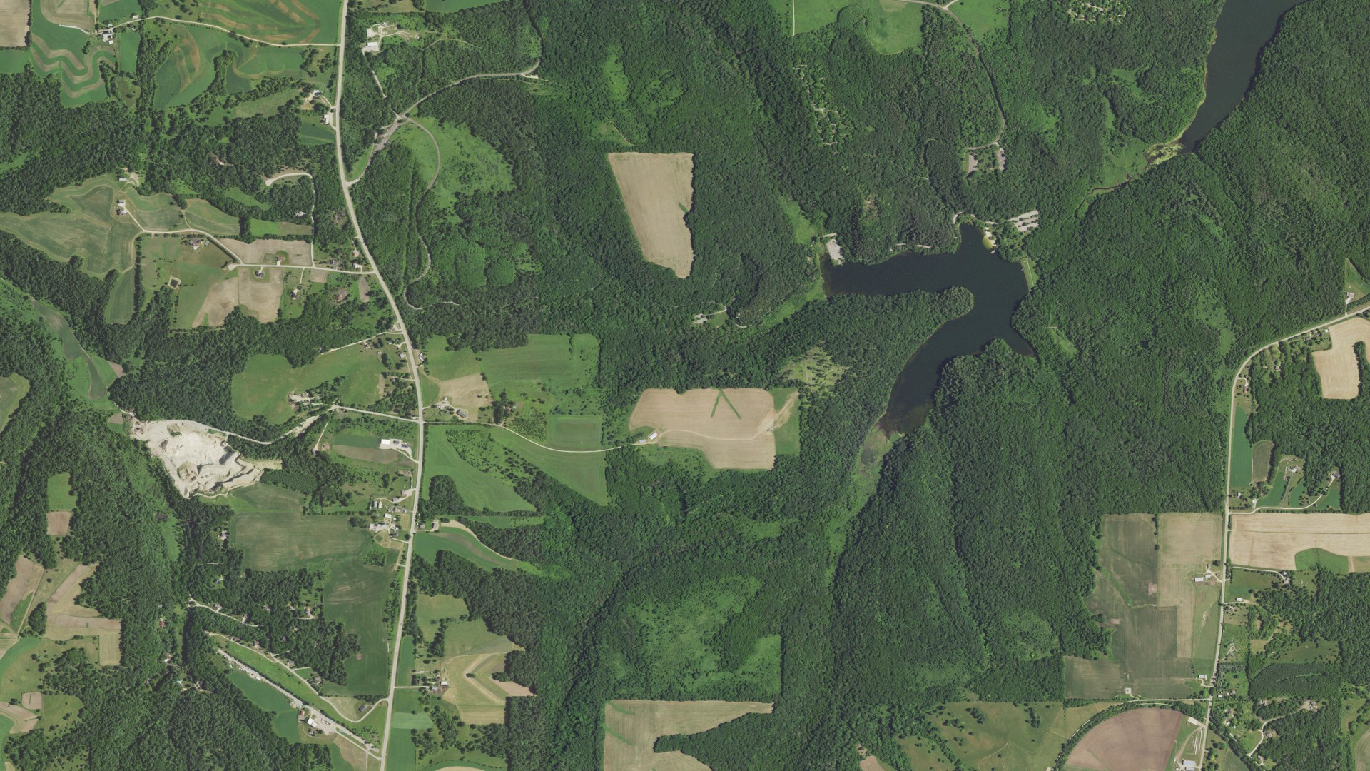 Aerial view of land around Dodgeville, Wisconsin
