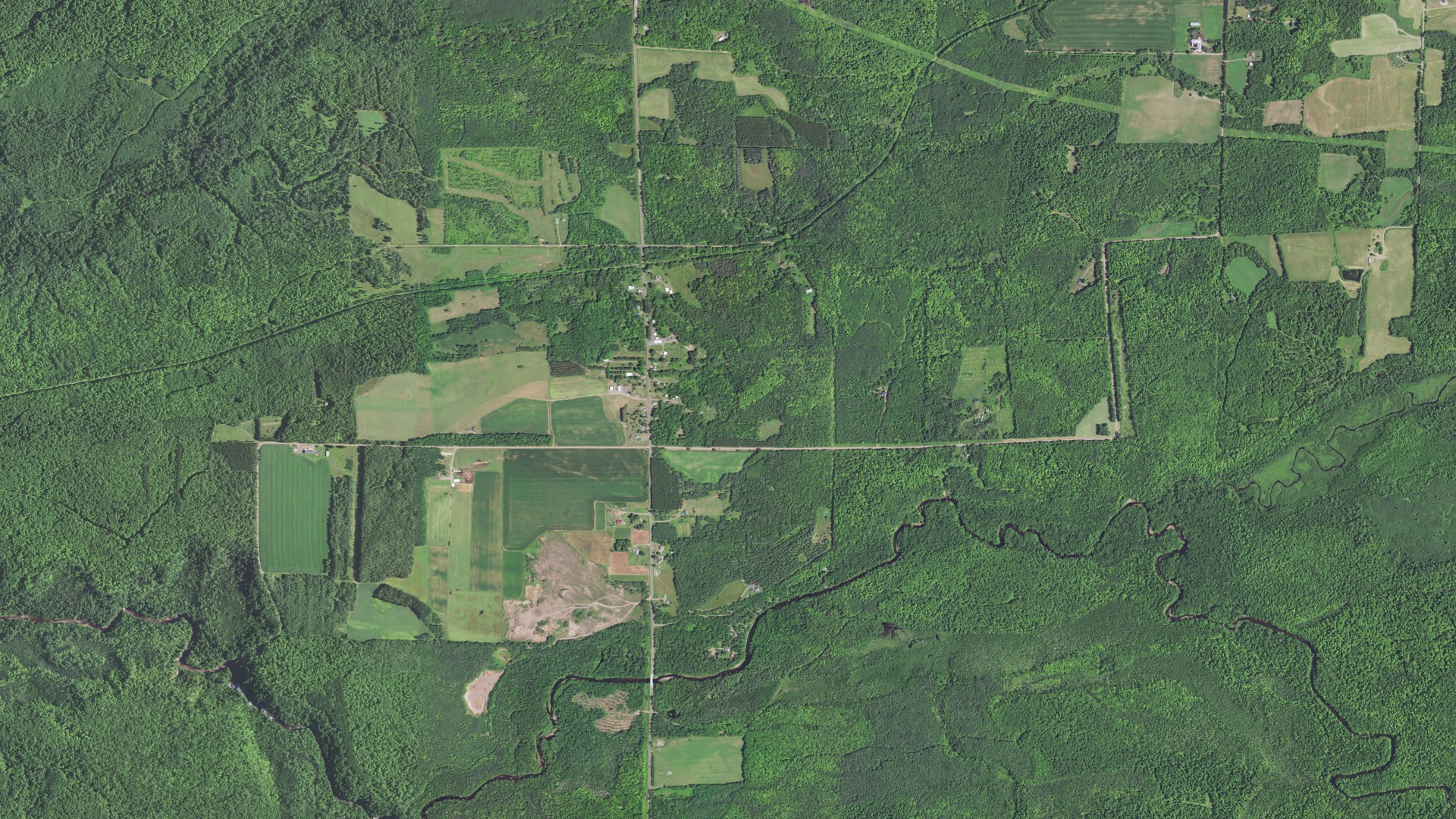 Aerial view of land around Gurney, Wisconsin
