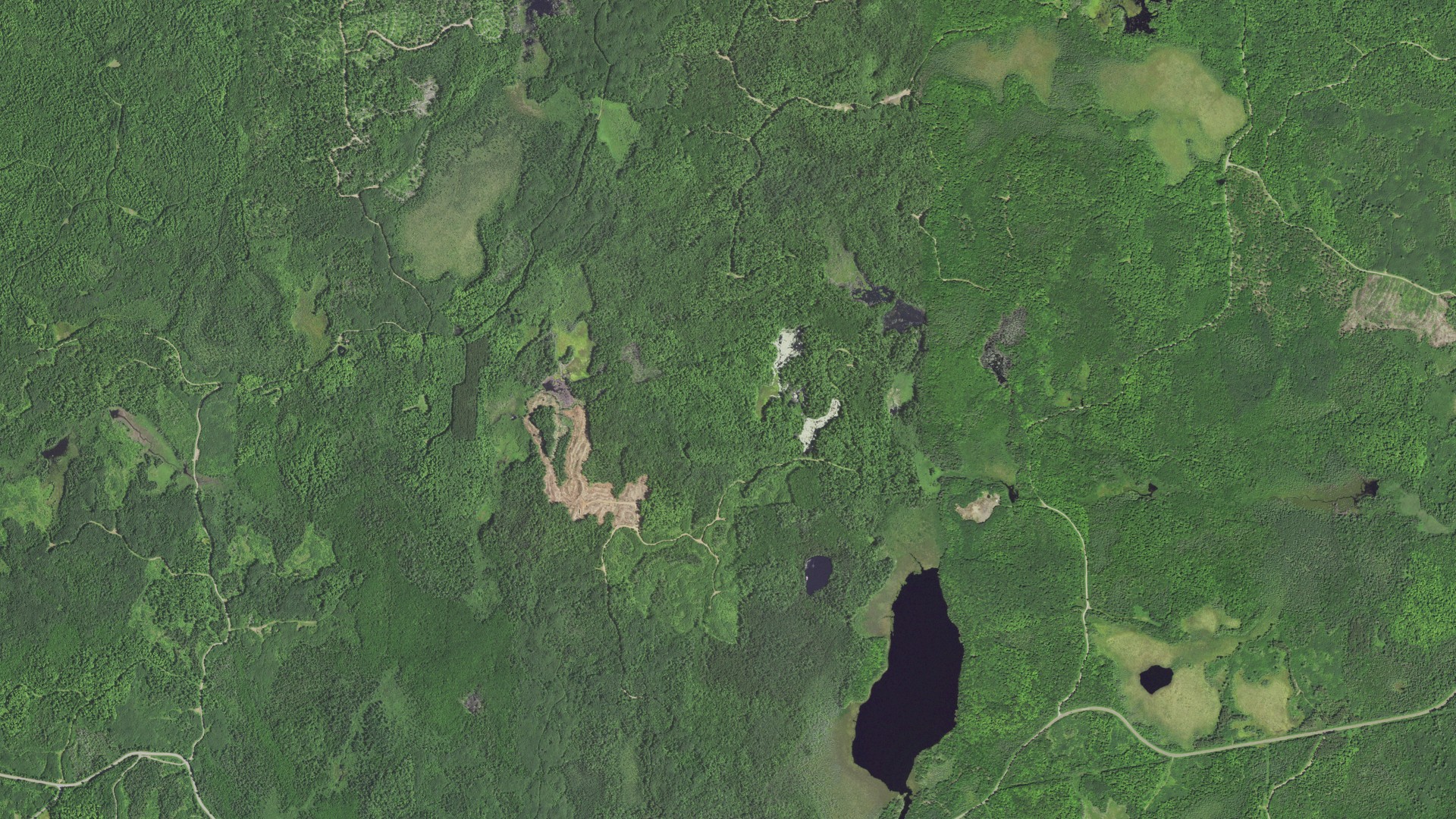 Aerial view of land around Oma, Wisconsin