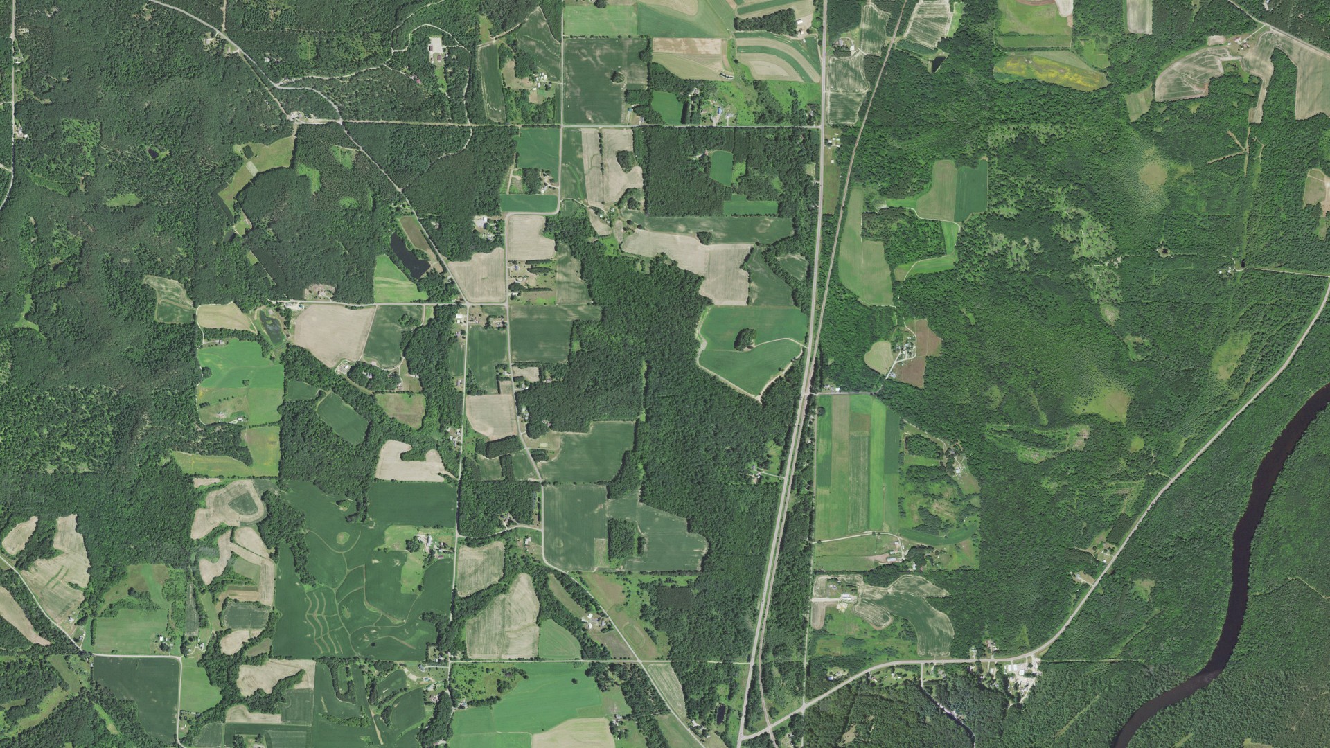 Aerial view of land around Adams, Wisconsin
