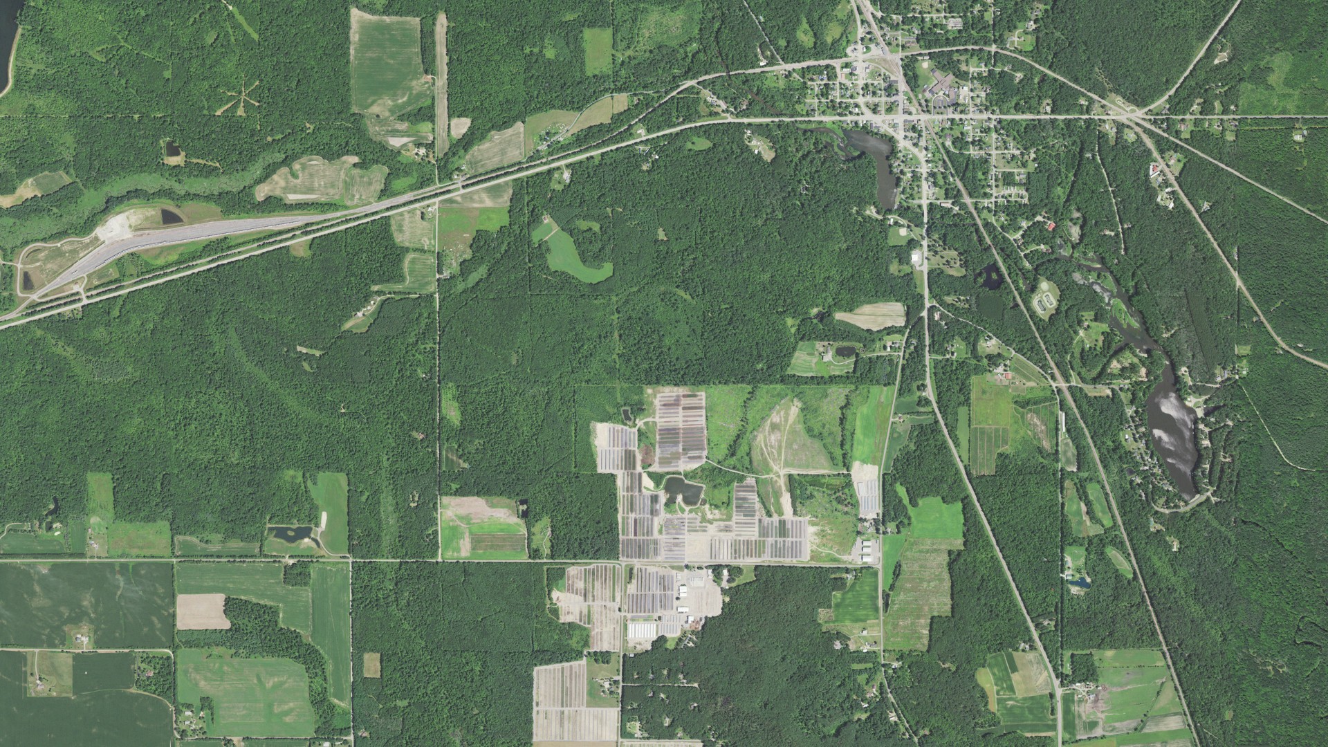 Aerial view of land around Alma, Wisconsin