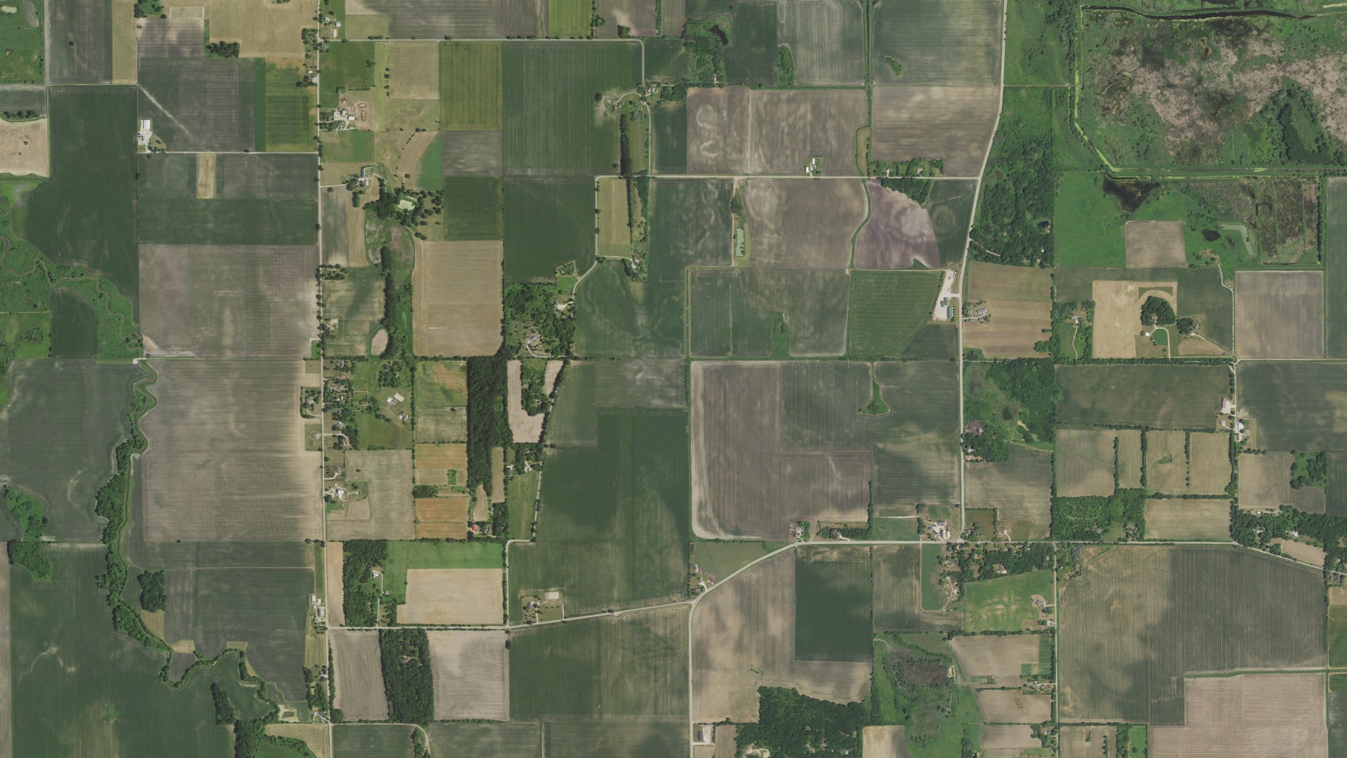 Aerial view of land around Cold Spring, Wisconsin