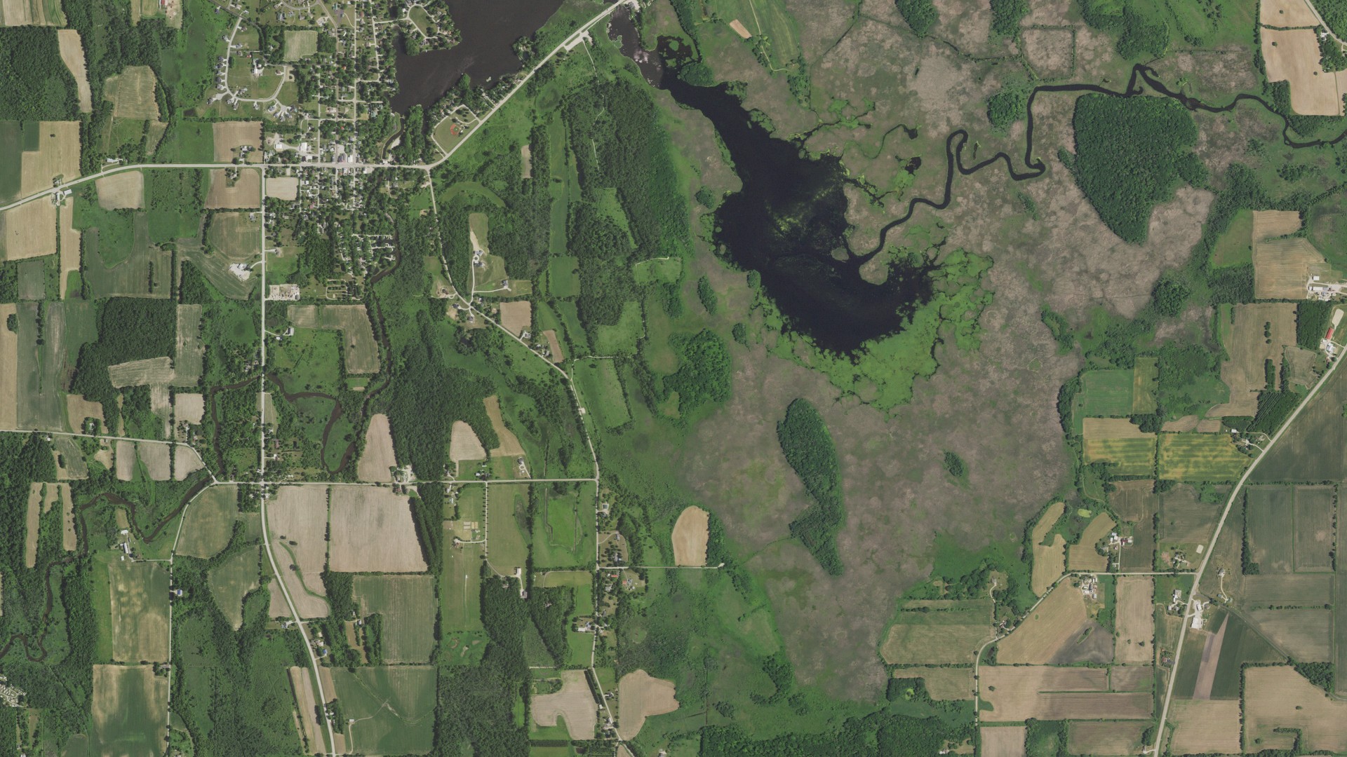 Aerial view of land around Sullivan, Wisconsin