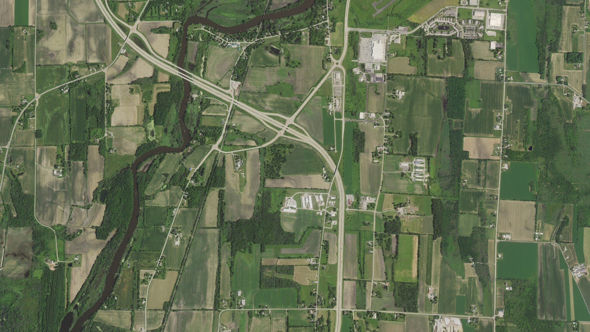 Aerial view of land around Watertown, Wisconsin