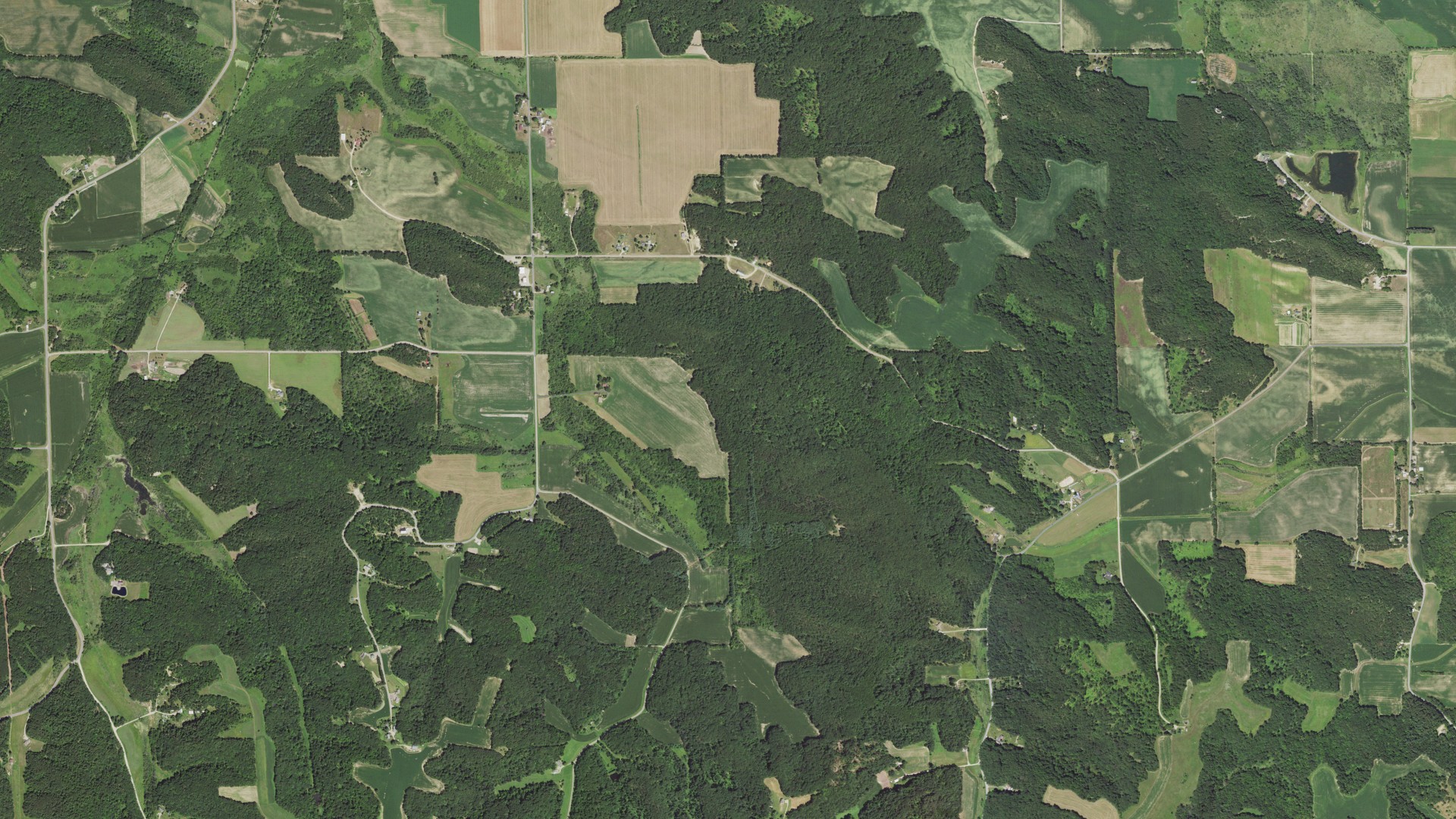 Aerial view of land around Fountain, Wisconsin
