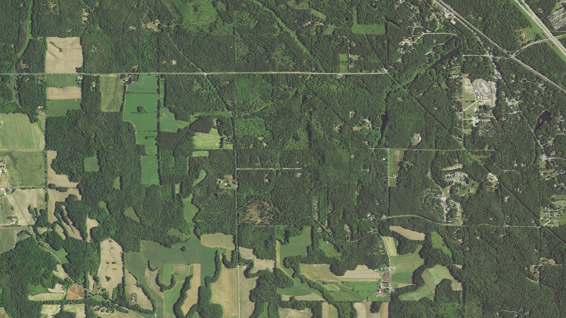 Aerial view of land around Lyndon, Wisconsin