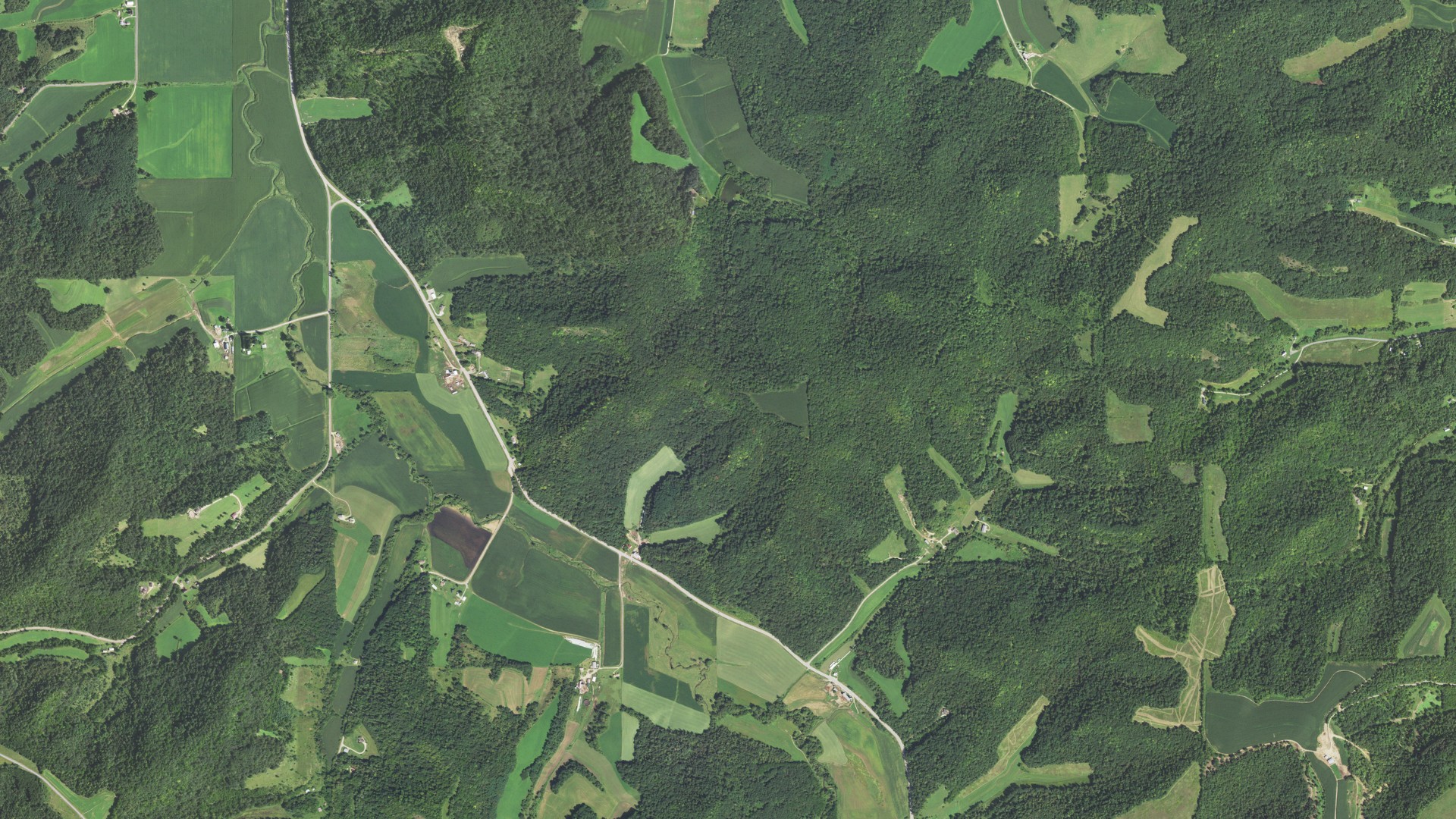 Natural-color aerial photograph of land around Bangor, Wisconsin