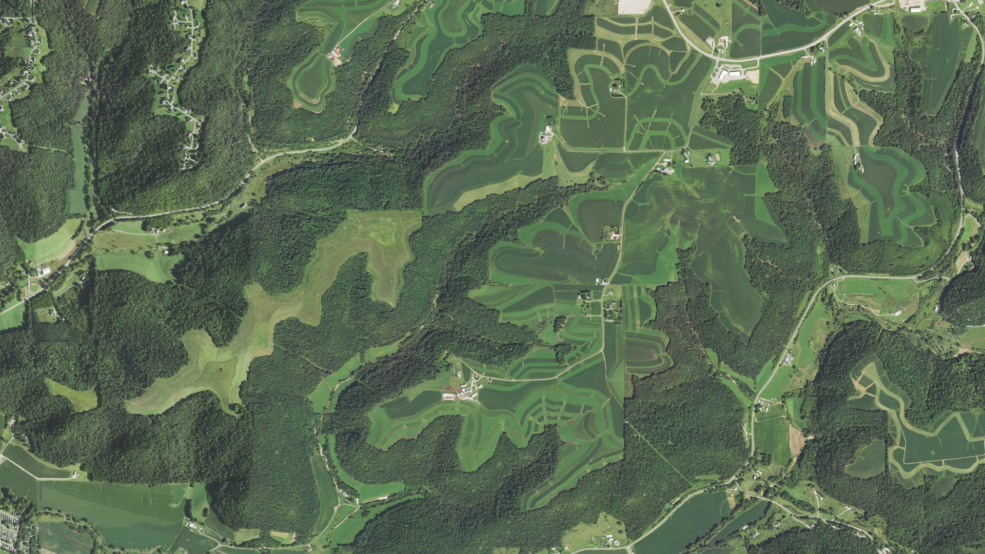 Aerial view of land around Greenfield, Wisconsin