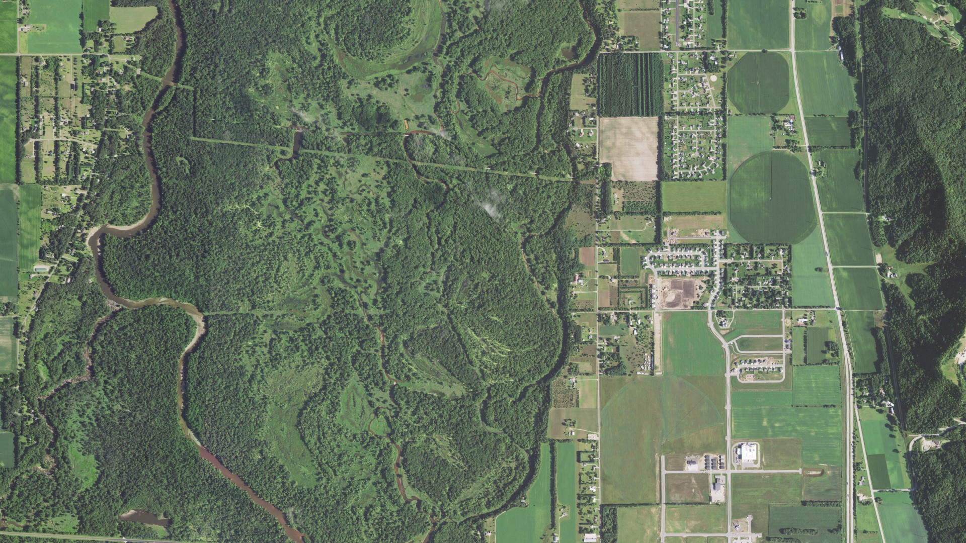 Aerial view of land around Holland, Wisconsin