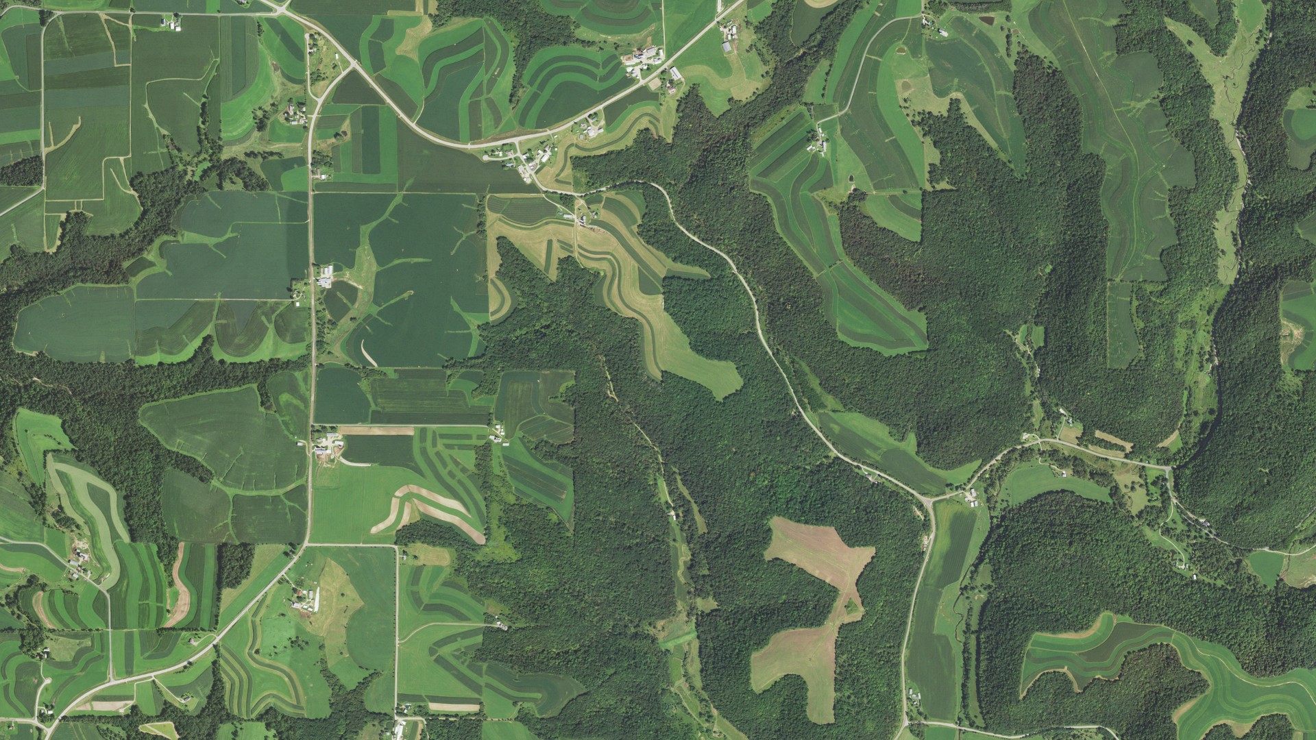 Aerial view of land around Washington, Wisconsin