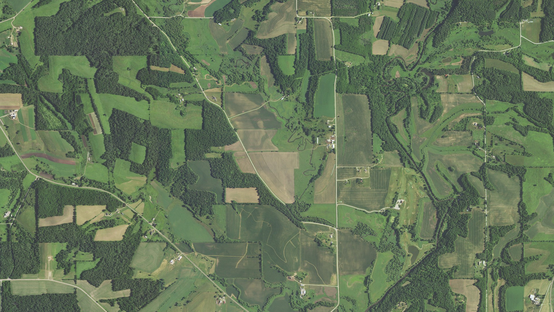 Aerial view of land around Argyle, Wisconsin