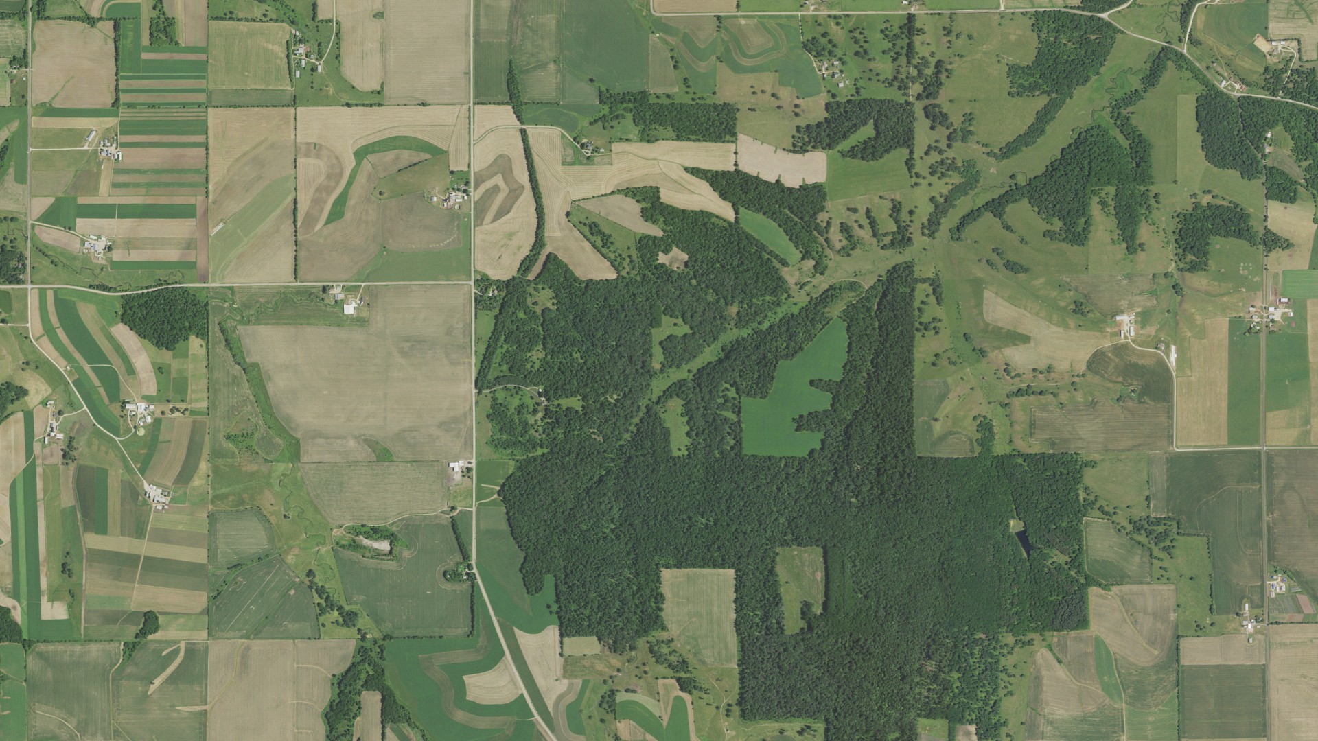 Aerial view of land around Belmont, Wisconsin
