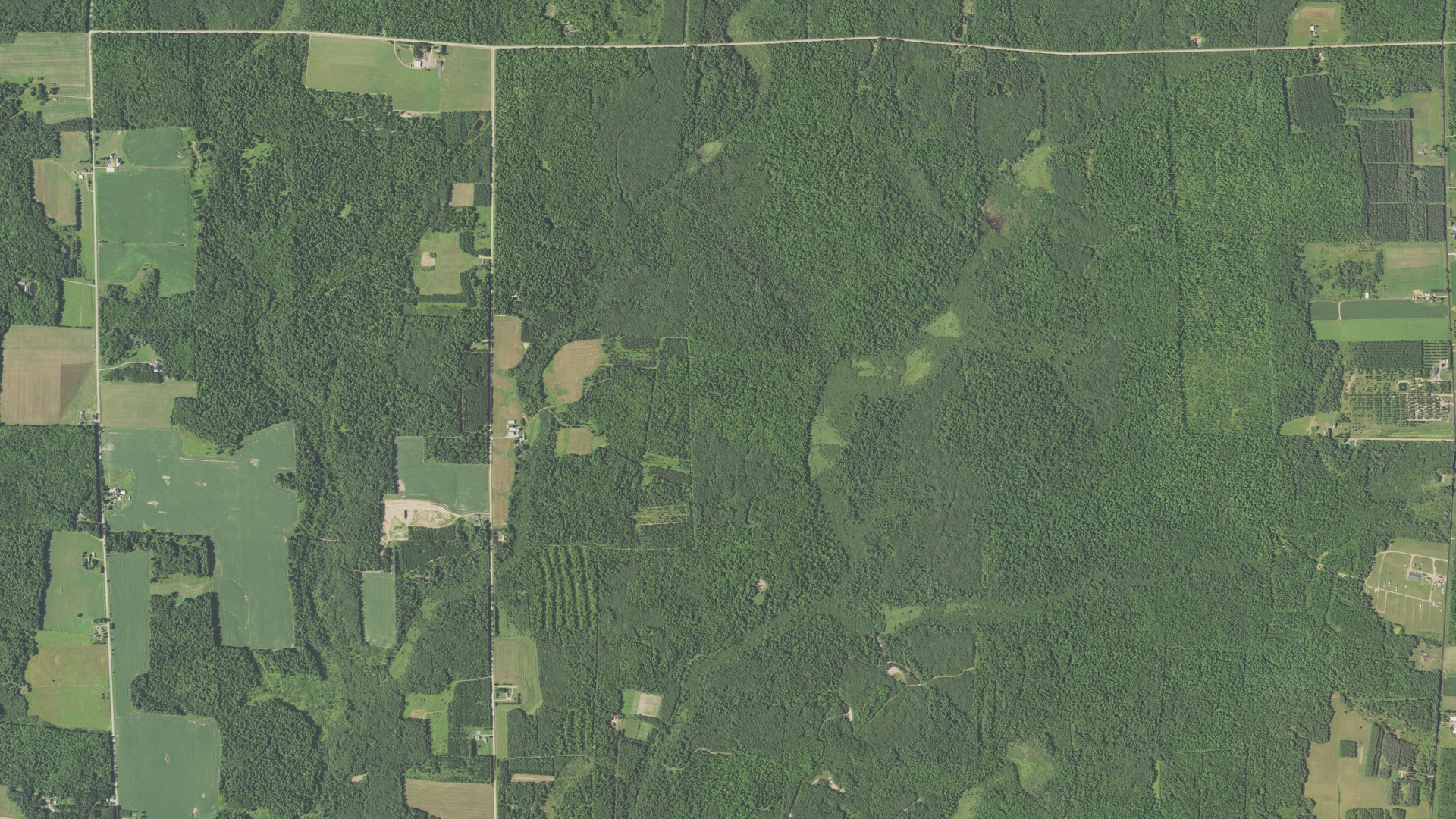 Aerial view of land around Vilas, Wisconsin