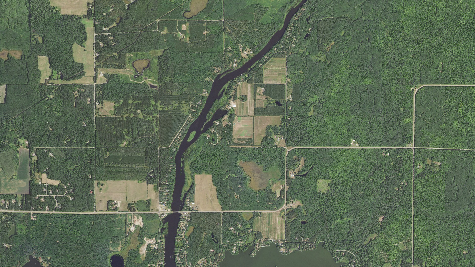 Aerial view of land around King, Wisconsin