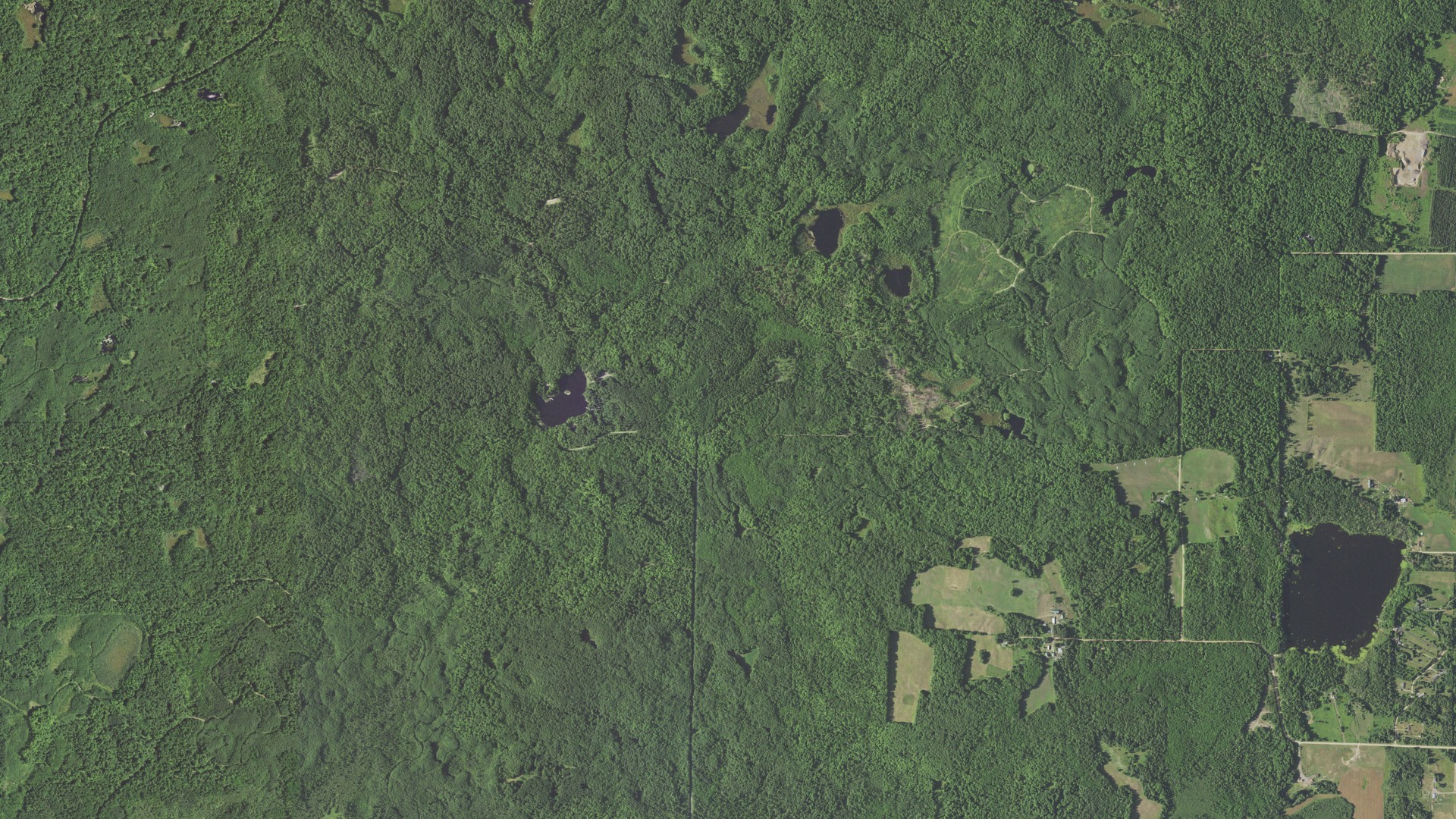 Aerial view of land around Russell, Wisconsin